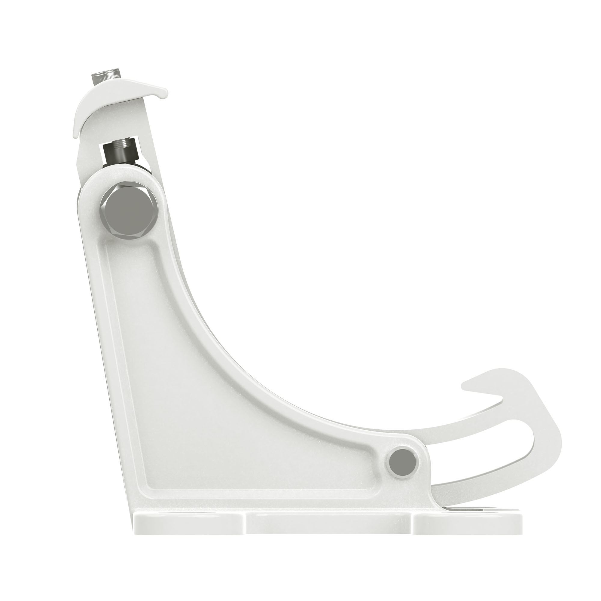 Halterung für Kassettenmarkise Curve 2000 mit gebogenem Design und Befestigungselementen