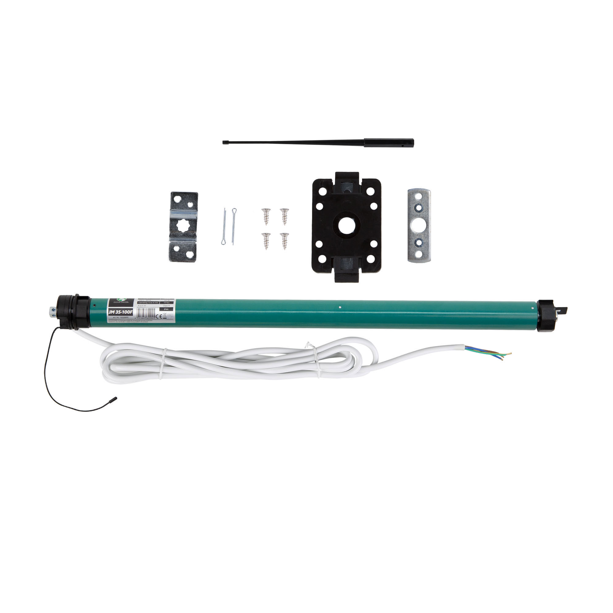 Funk-Rollladenmotor mit Zubehörteilen und Kabel für elektrische Steuerung von Rollläden