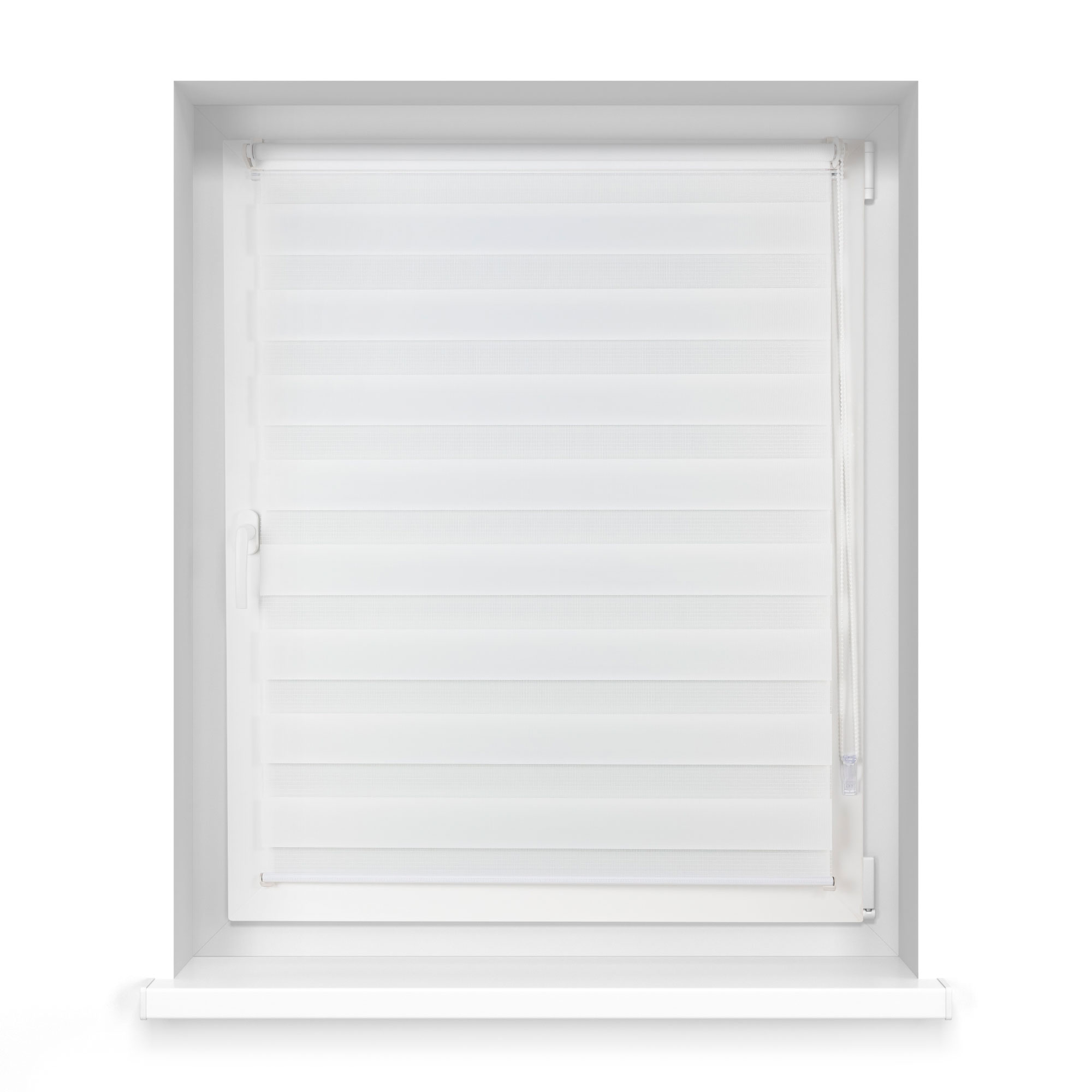 Klemmfix Doppelrollo am Fenster mit Kettenzug zur Lichtregulierung