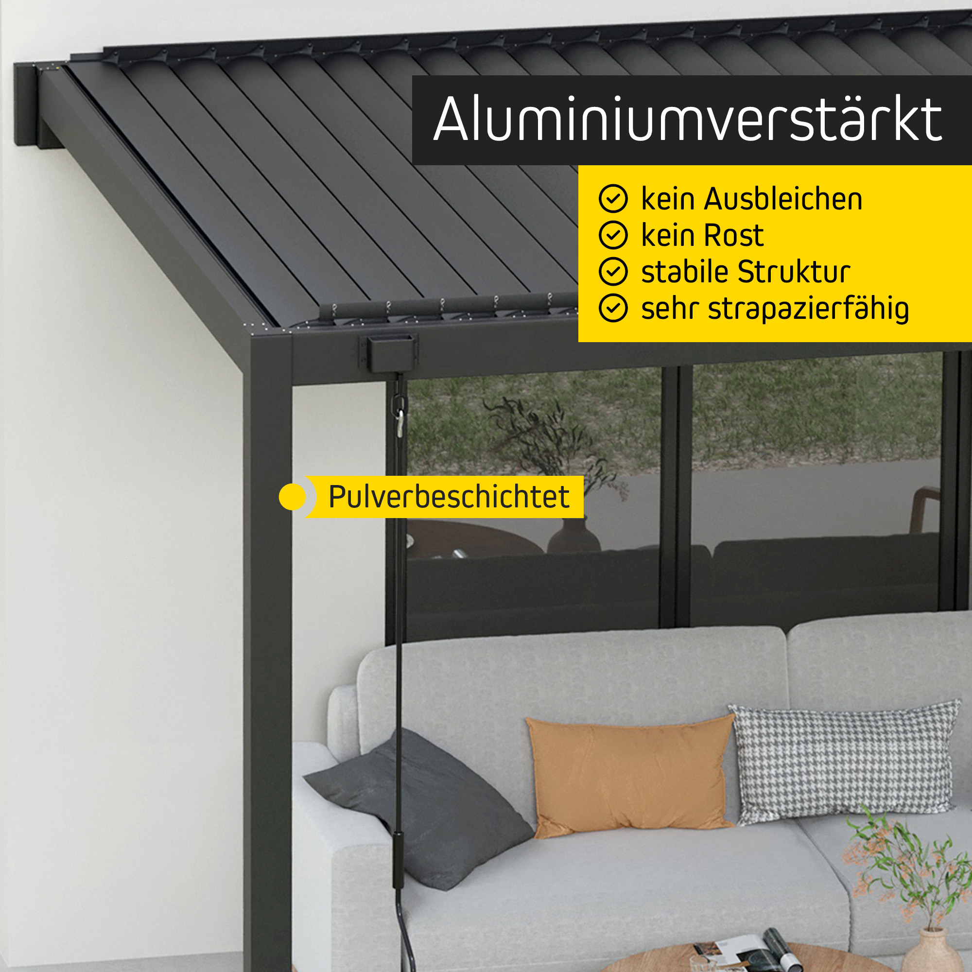 Wandmontageset für Pergola mit Lamellendach, aluminiumverstärkt und pulverbeschichtet