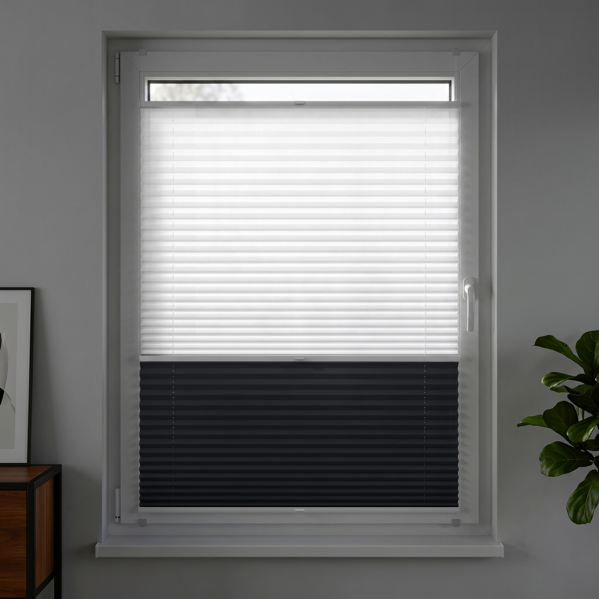 Easyfix Allday Doppelplissee | 45 x 120 cm, weiß-anthrazit