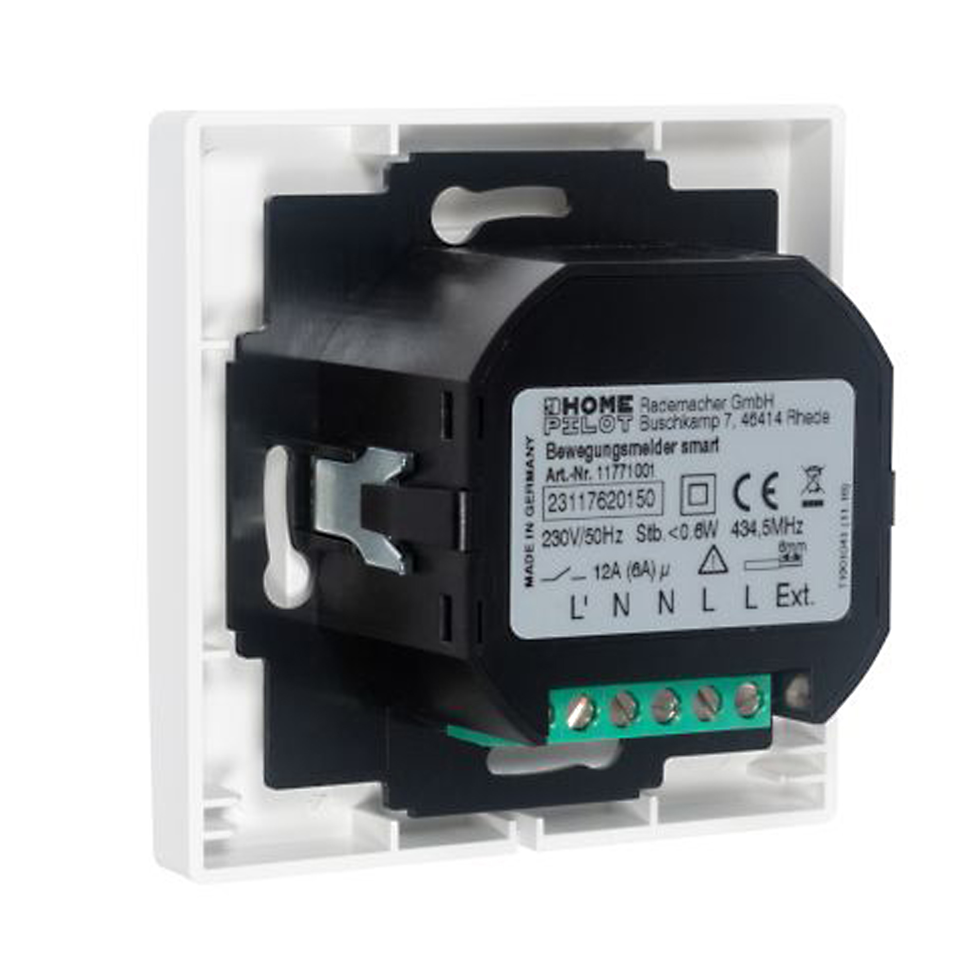 Smart Bewegungsmelder mit Gehäuse und Anschlussklemmen für elektrische Installation