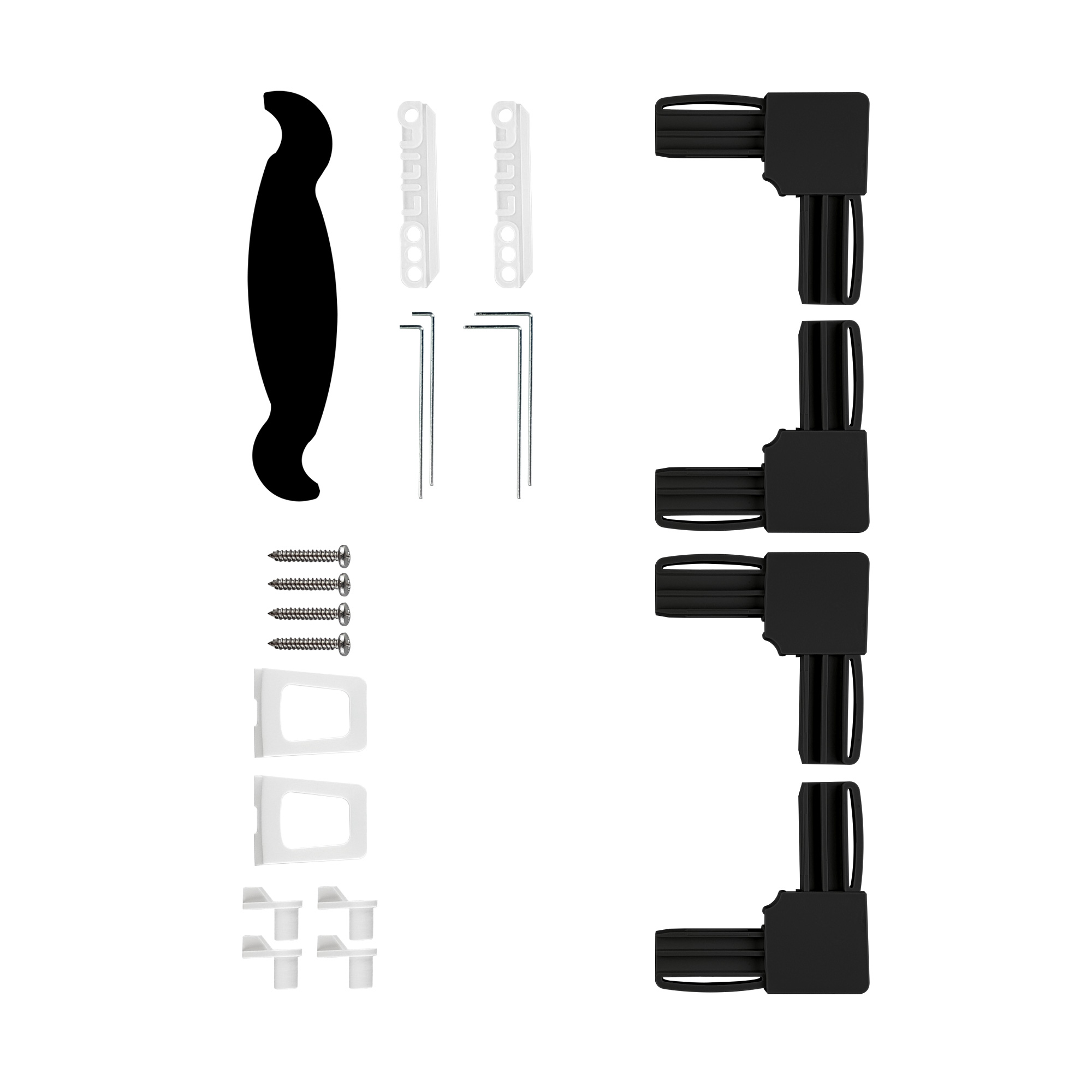 Ersatzteil-Set für Insektenschutz-Spannrahmen mit Griffen, Schrauben und Eckverbindern