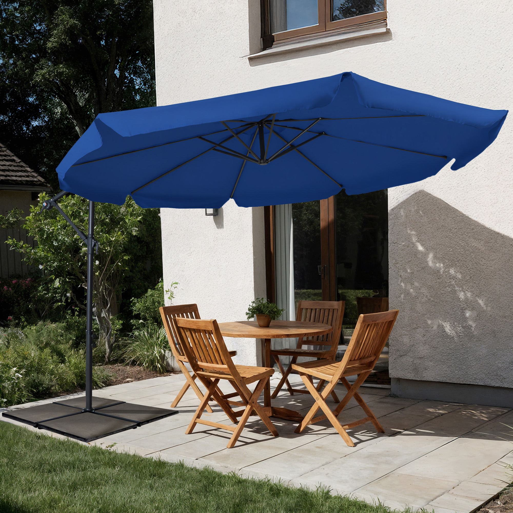 Basic Gartenschirm Rund | 3 m, marineblau