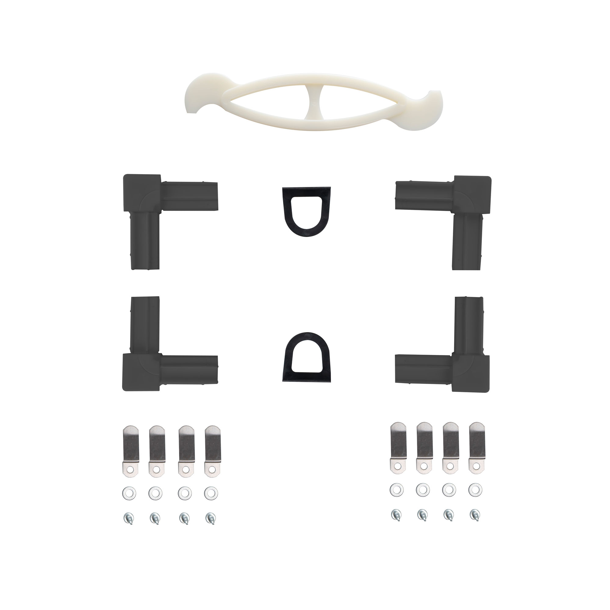 Ersatzteil-Set für Insektenschutz-Spannrahmen mit Ecken, Griffen und Befestigungselementen