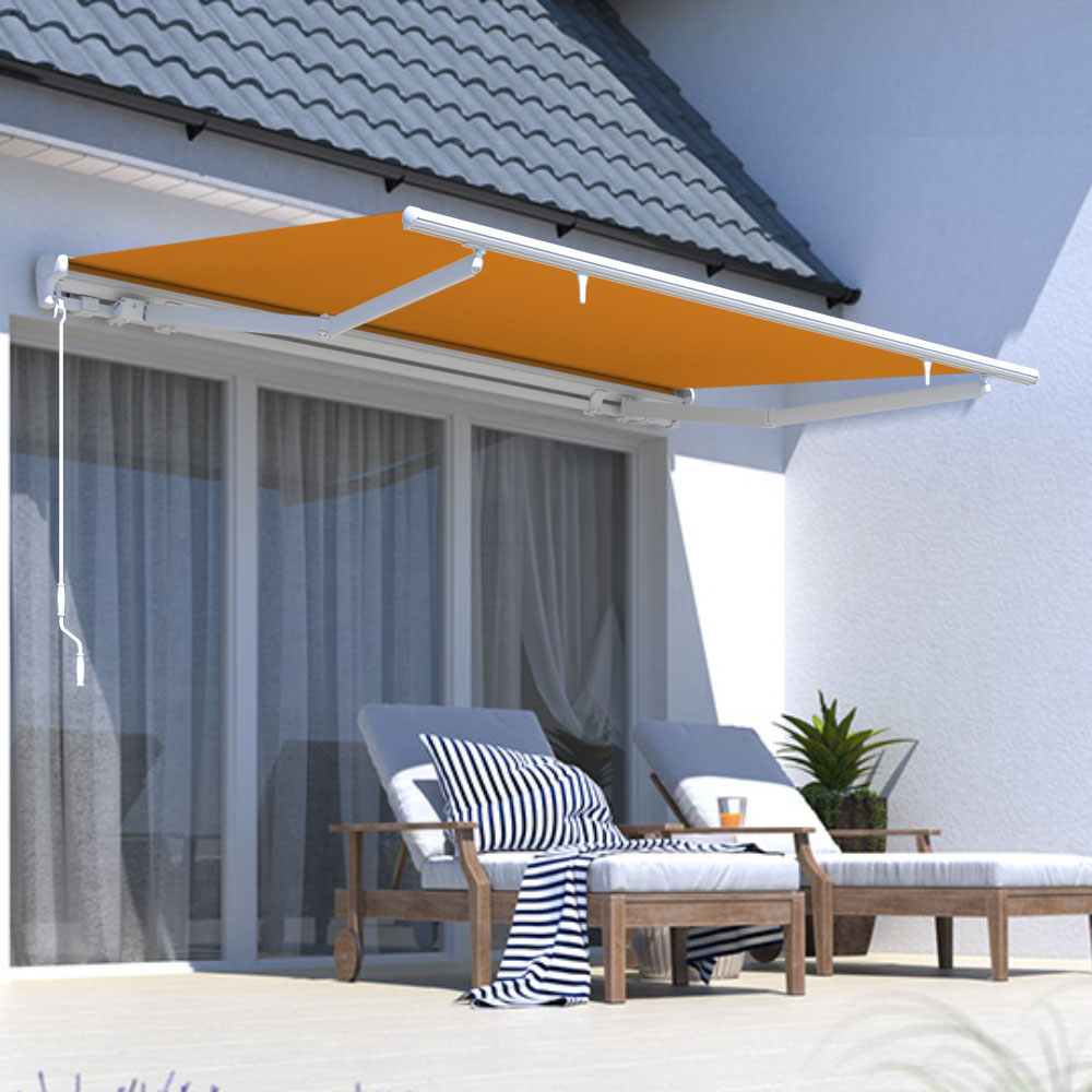 slider_image_01926c01c1b77df0a5f39836d1e589cc Halbkassettenmarkise an Hauswand montiert, über Terrasse mit Möbeln und Pflanzen