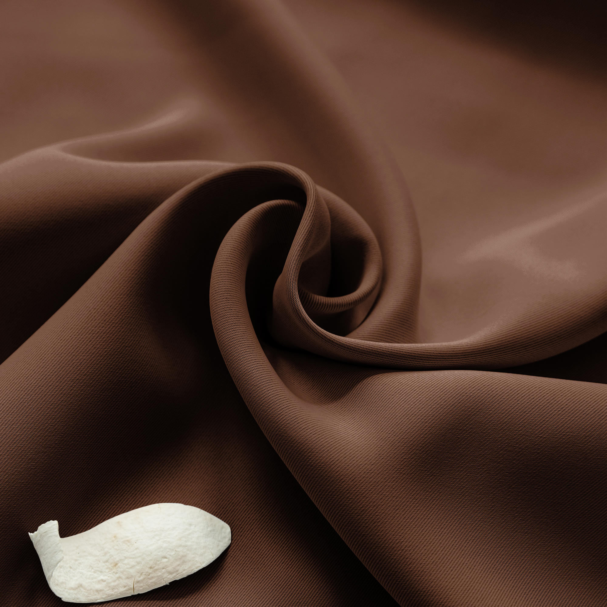 Vorhangstoff mit Kräuselband, geschwungen drapiert, Detailansicht