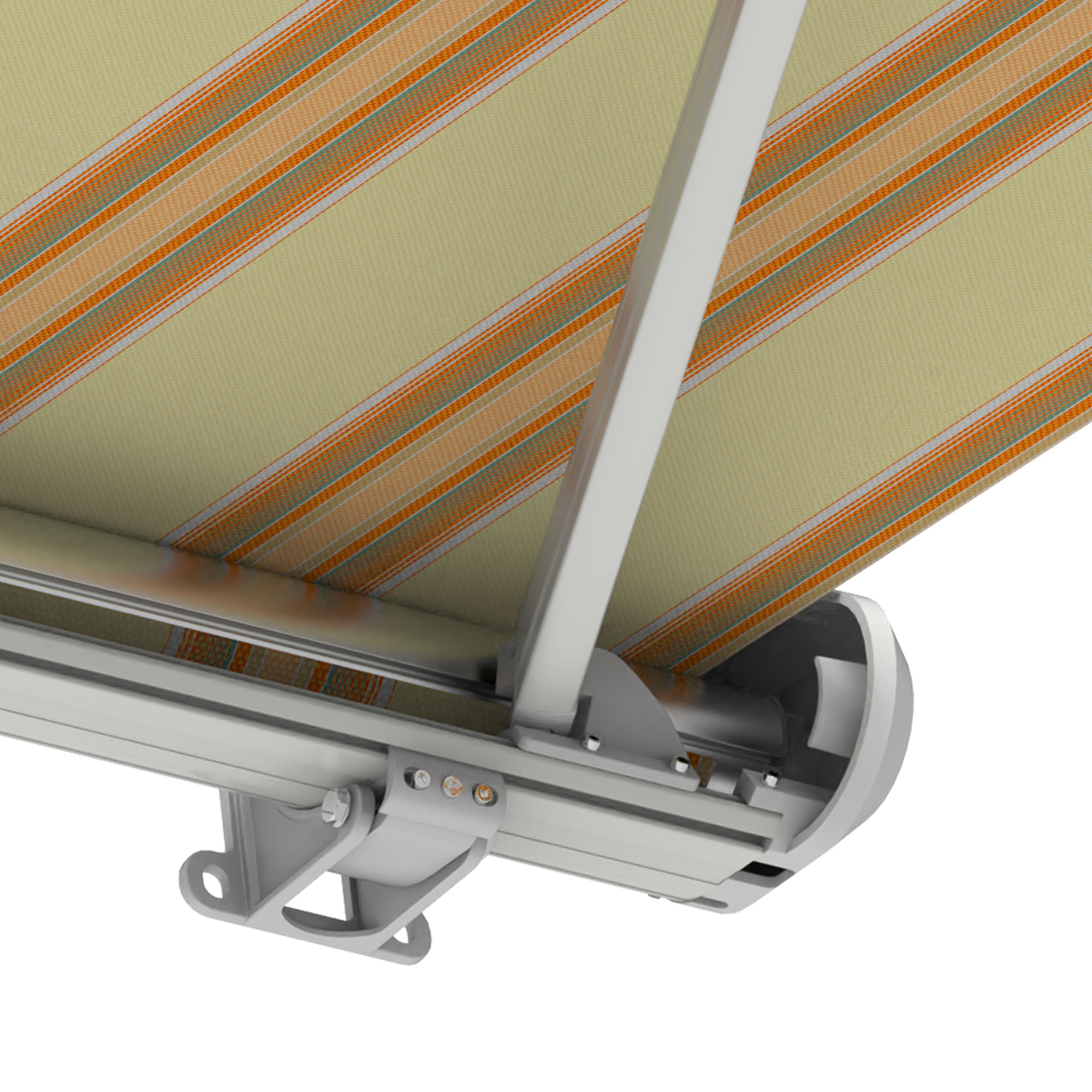 Kassettenmarkise Curve 2000 mit strukturiertem Tuch und stabiler Halterung