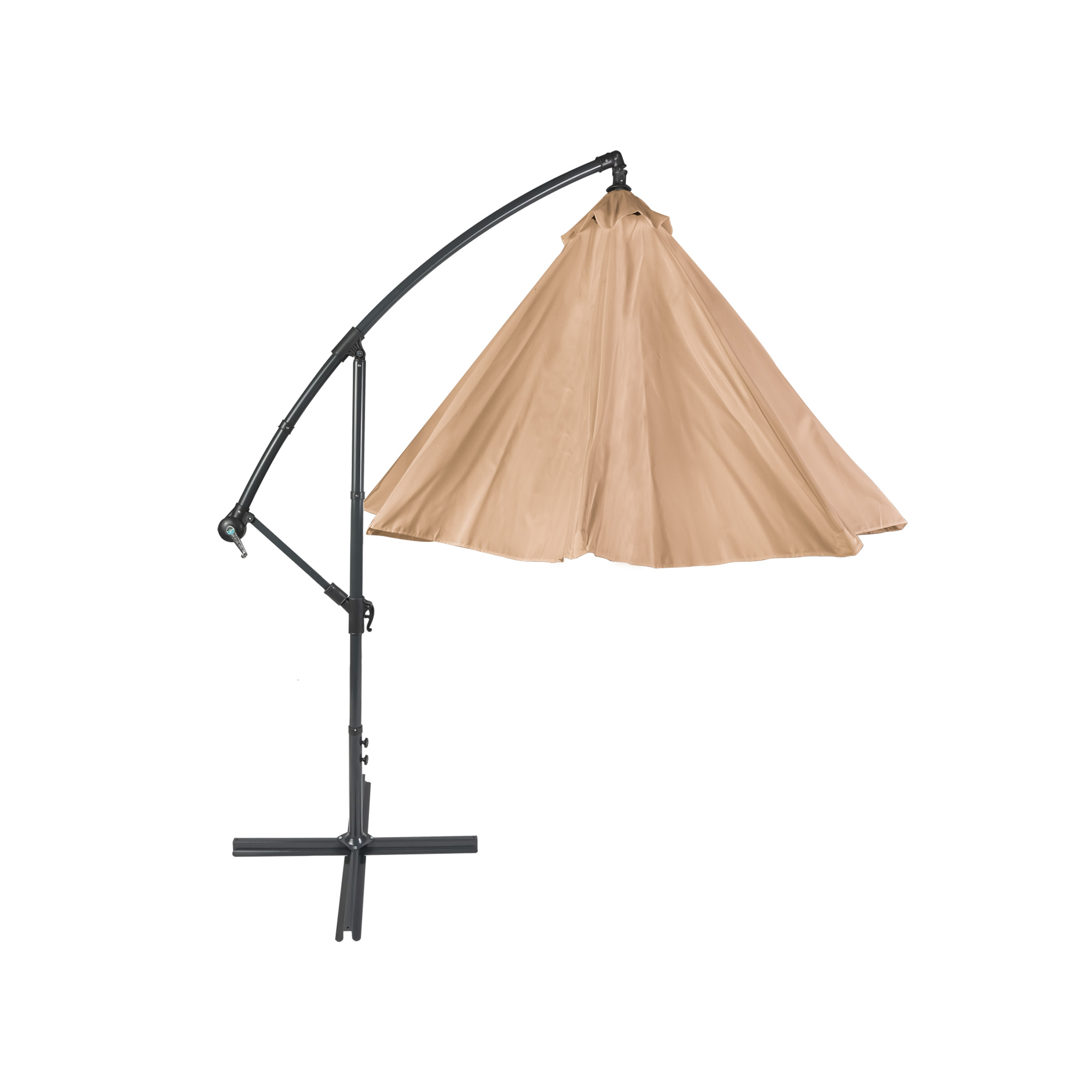 slider_image_01922e92e94f7b428da408d48c189d63 Freistehender Ampelschirm mit gebogenem Gestell und hängendem Schirmtuch