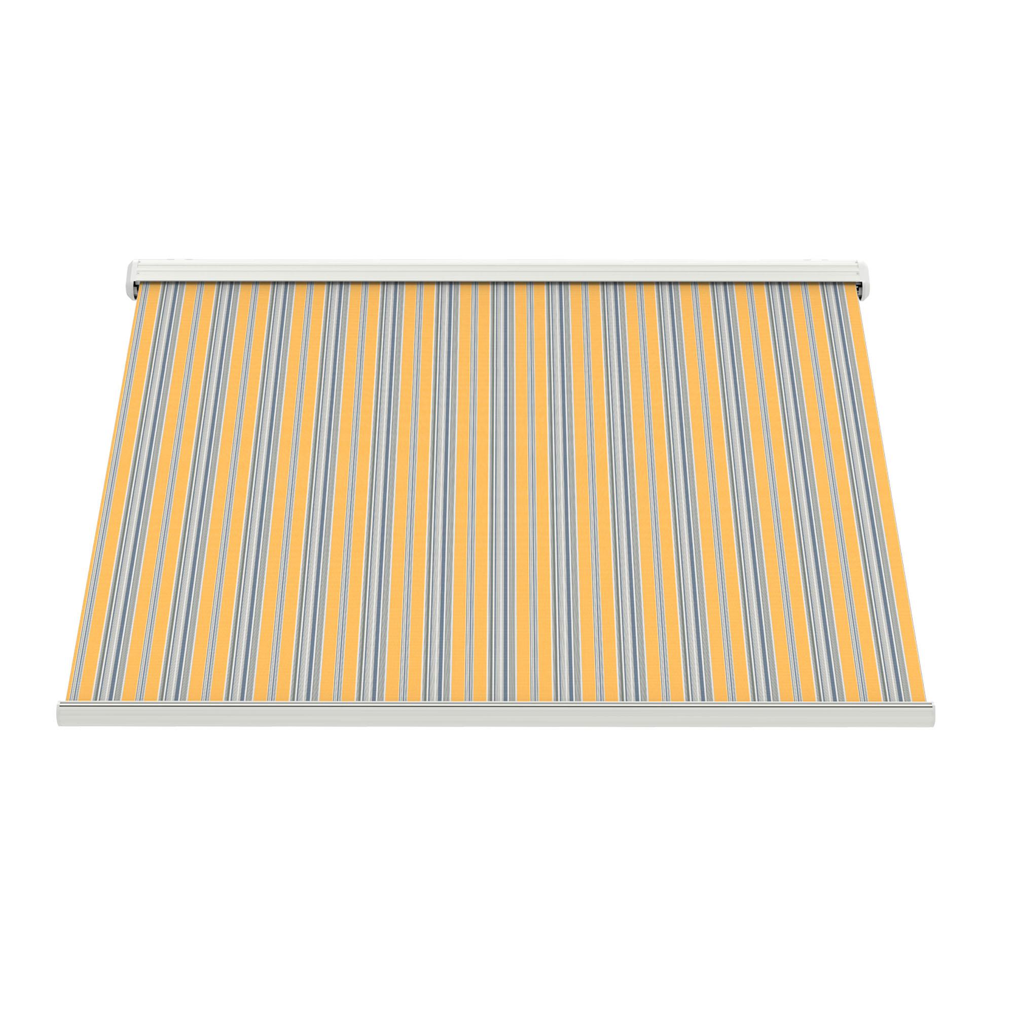 slider_image_019290696fe37046bec0ca4d0bae3c21 Markise mit Streifenmuster, ausgerollt, zur Beschattung von Außenbereichen