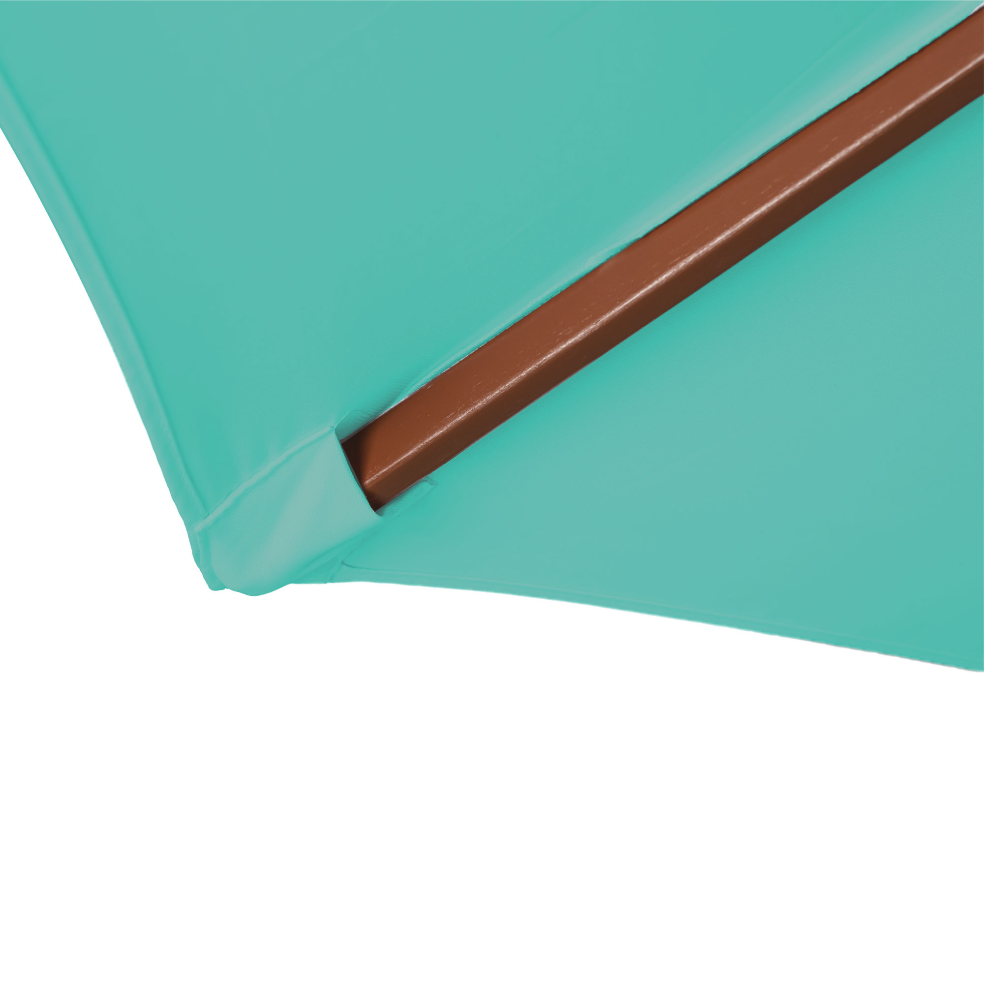 slider_image_50629ebd0fa24736b710505ee22b5b3e Nahaufnahme eines knickbaren Holz-Sonnenschirms mit Stoffbespannung