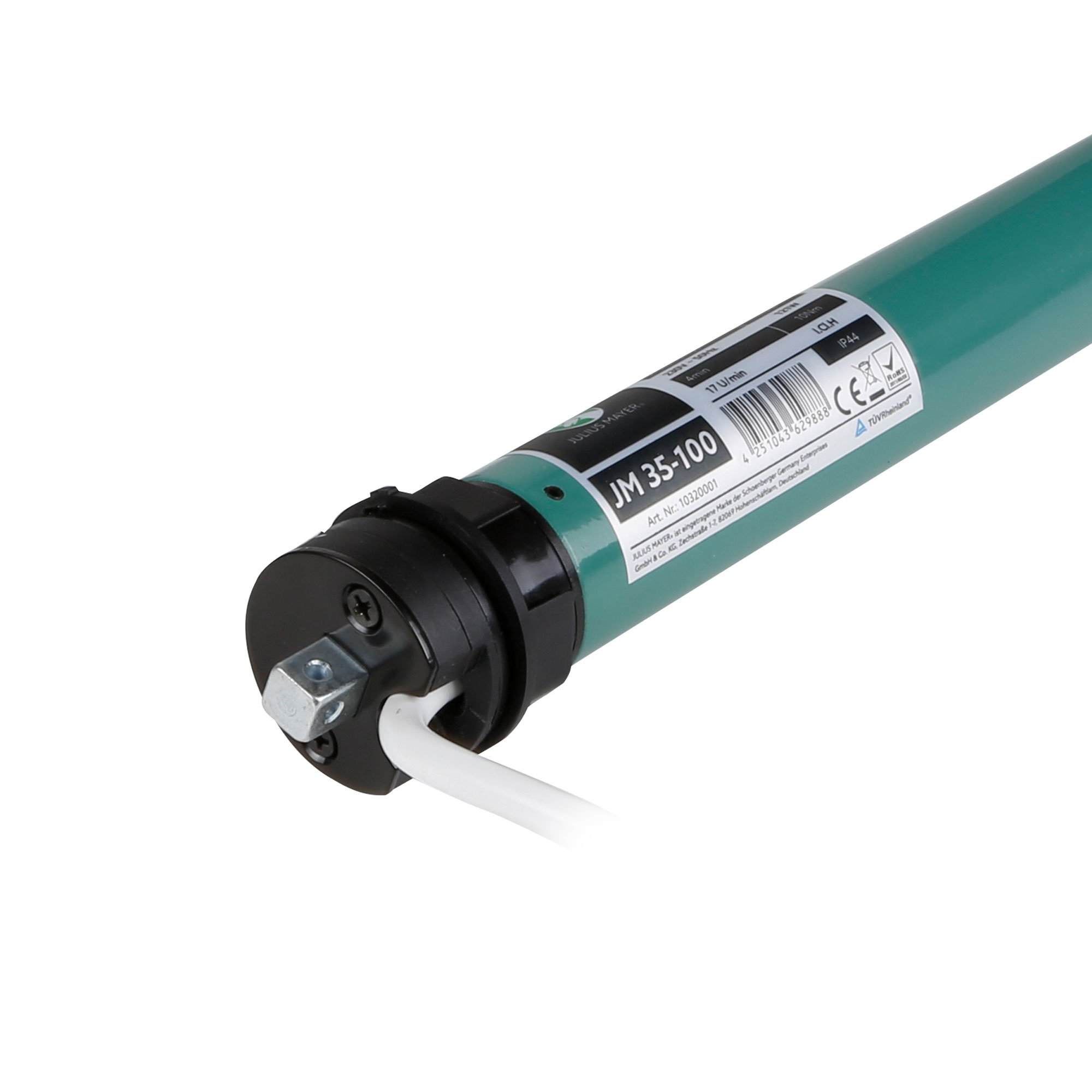 slider_image_01930bb19f1570e7ba1618ceb84ee6f7 Zylindrisches Gerät mit Kabel und Etikett, möglicherweise ein elektrischer Antriebsmotor