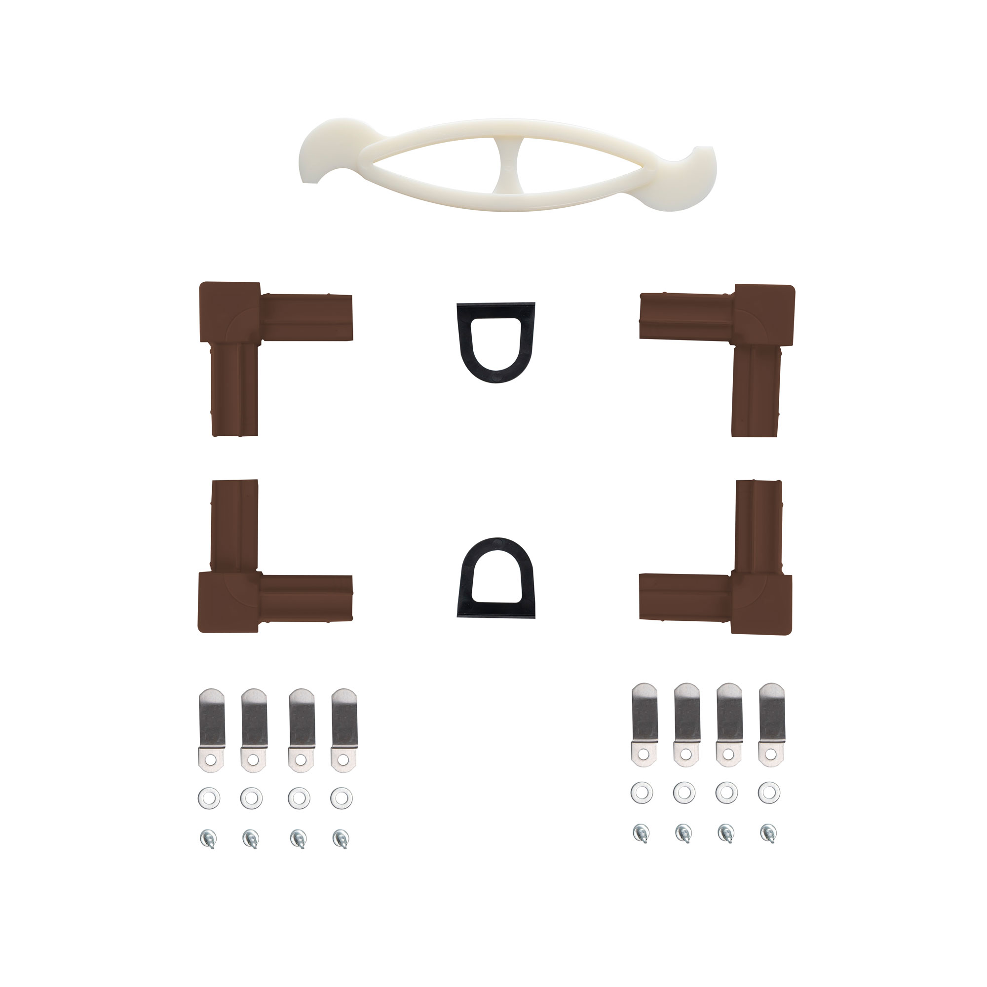 Ersatzteil-Set für Insektenschutz-Spannrahmen mit Ecken, Griffen und Befestigungselementen