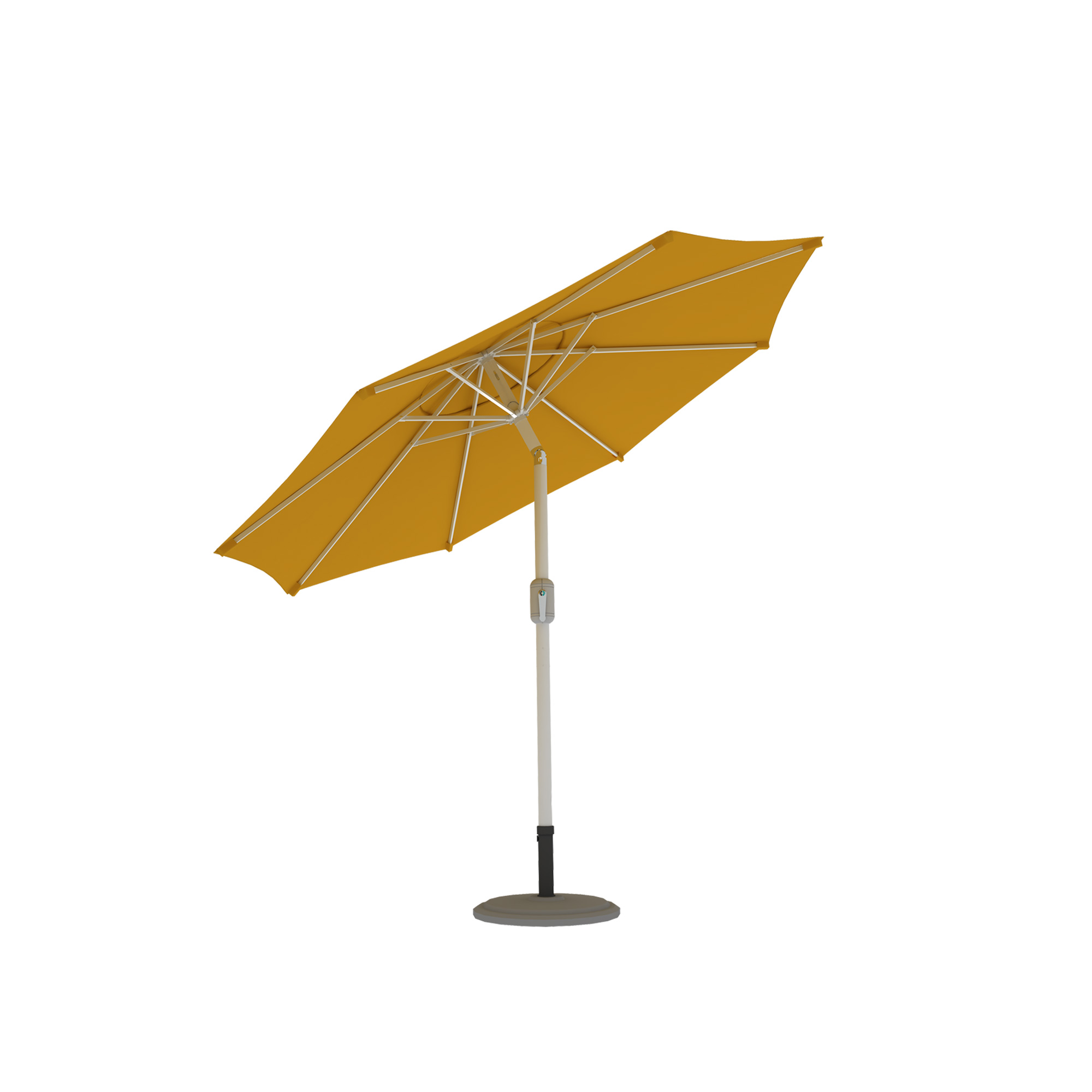Quadratischer Sonnenschirm mit stabilem Standfuß und verstellbarem Mast