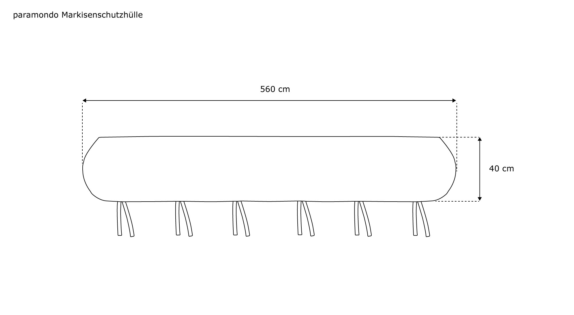 Markisenschutzhülle mit Befestigungsbändern zur Abdeckung und Schutz von Markisen