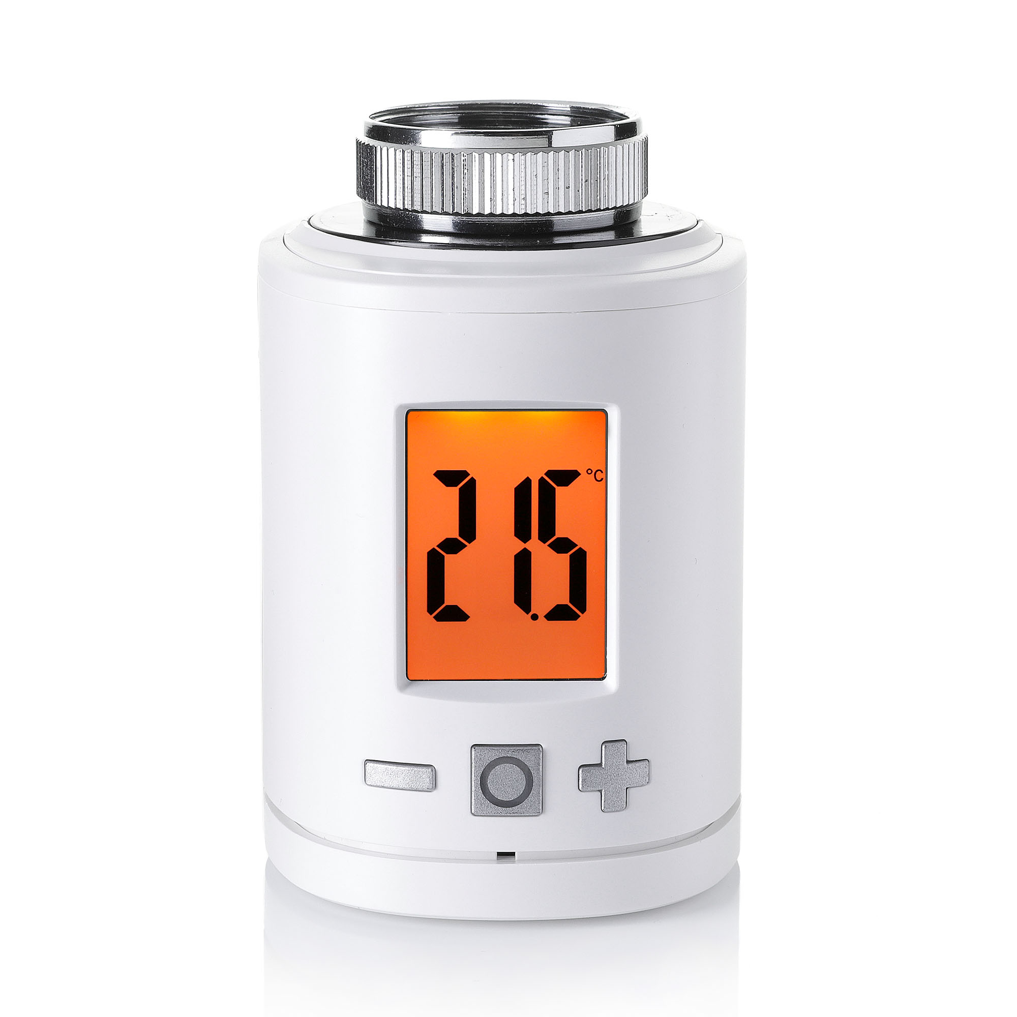 Smartes Heizkörper-Thermostat mit digitalem Display und Bedienelementen