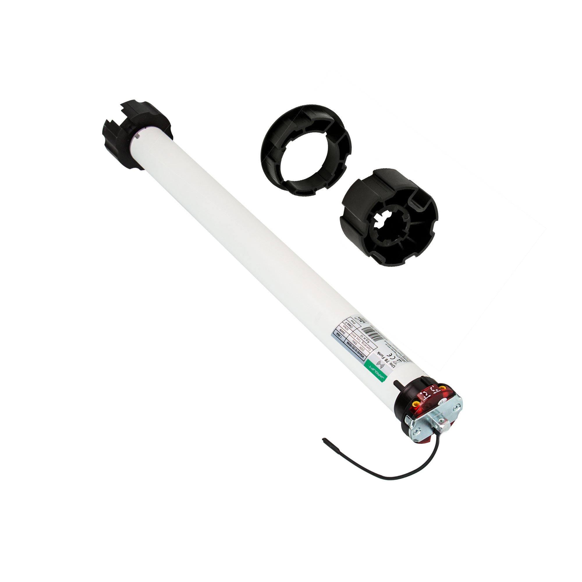 Funk-Markisenmotor Universal mit zwei Adapterringen und Kabelanschluss