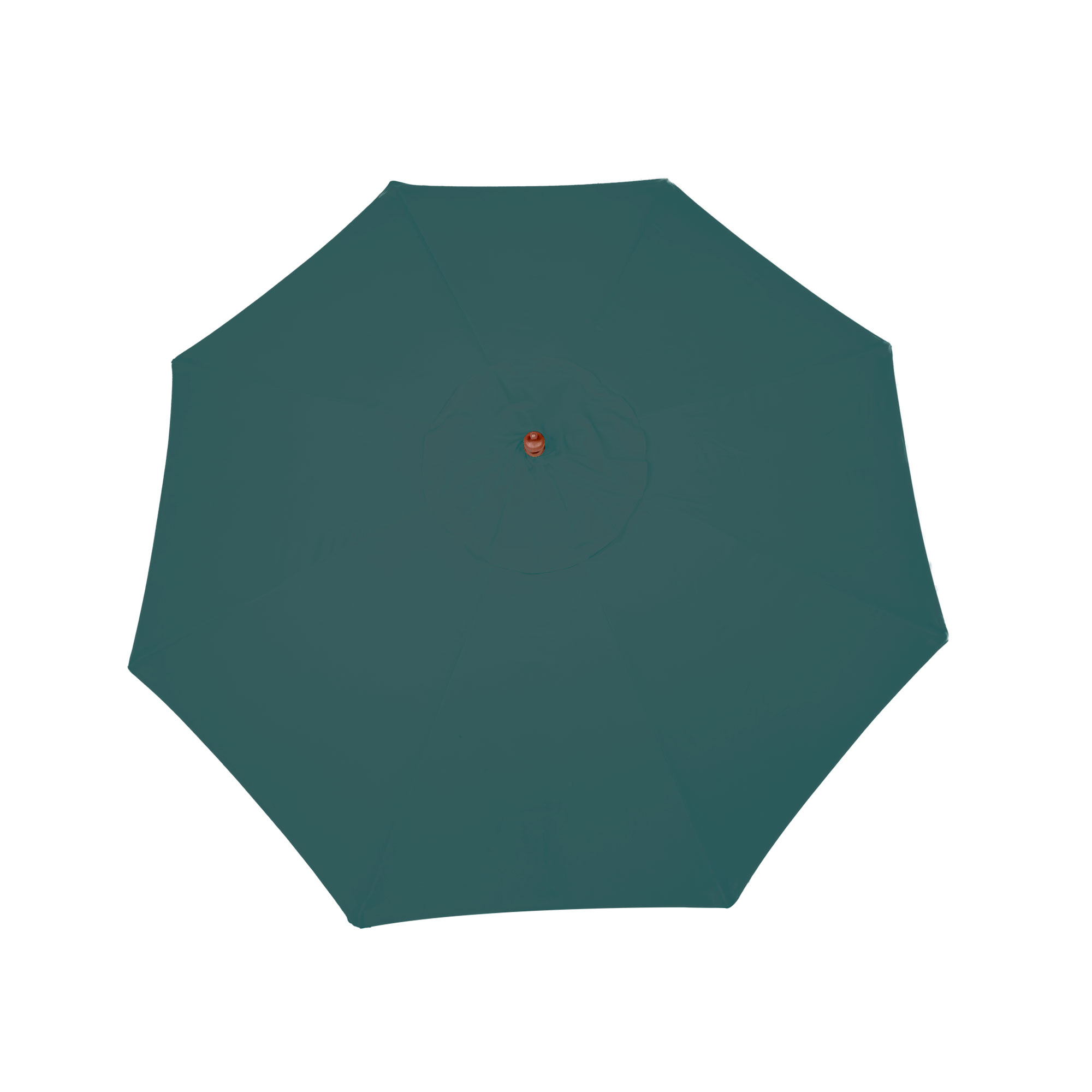 Knickbarer Holz-Sonnenschirm von oben, runde Form, zentraler Drehpunkt