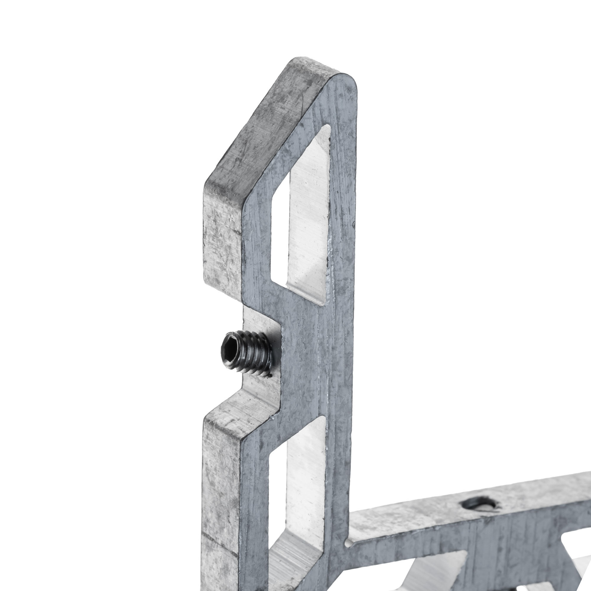 Eckverbinder für Insektenschutz-Spannrahmen aus Metall mit Schraubgewinde und Aussparungen