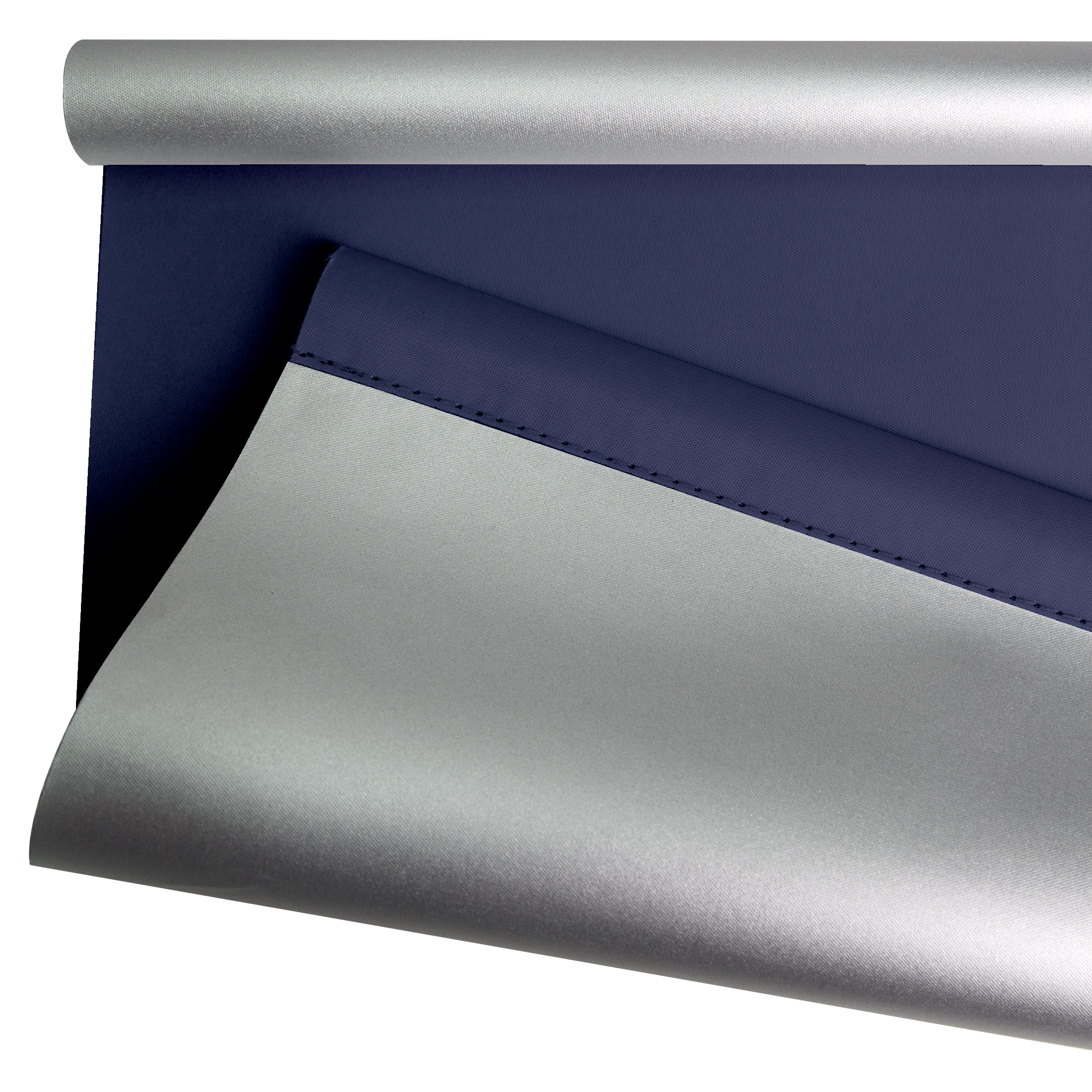 slider_image_01922d4fe0c671c59e11c30ae7f45c4b Rollo mit Verdunkelungs- und Thermofunktion, teilweise aufgerollt, zeigt Vorder- und Rückseite