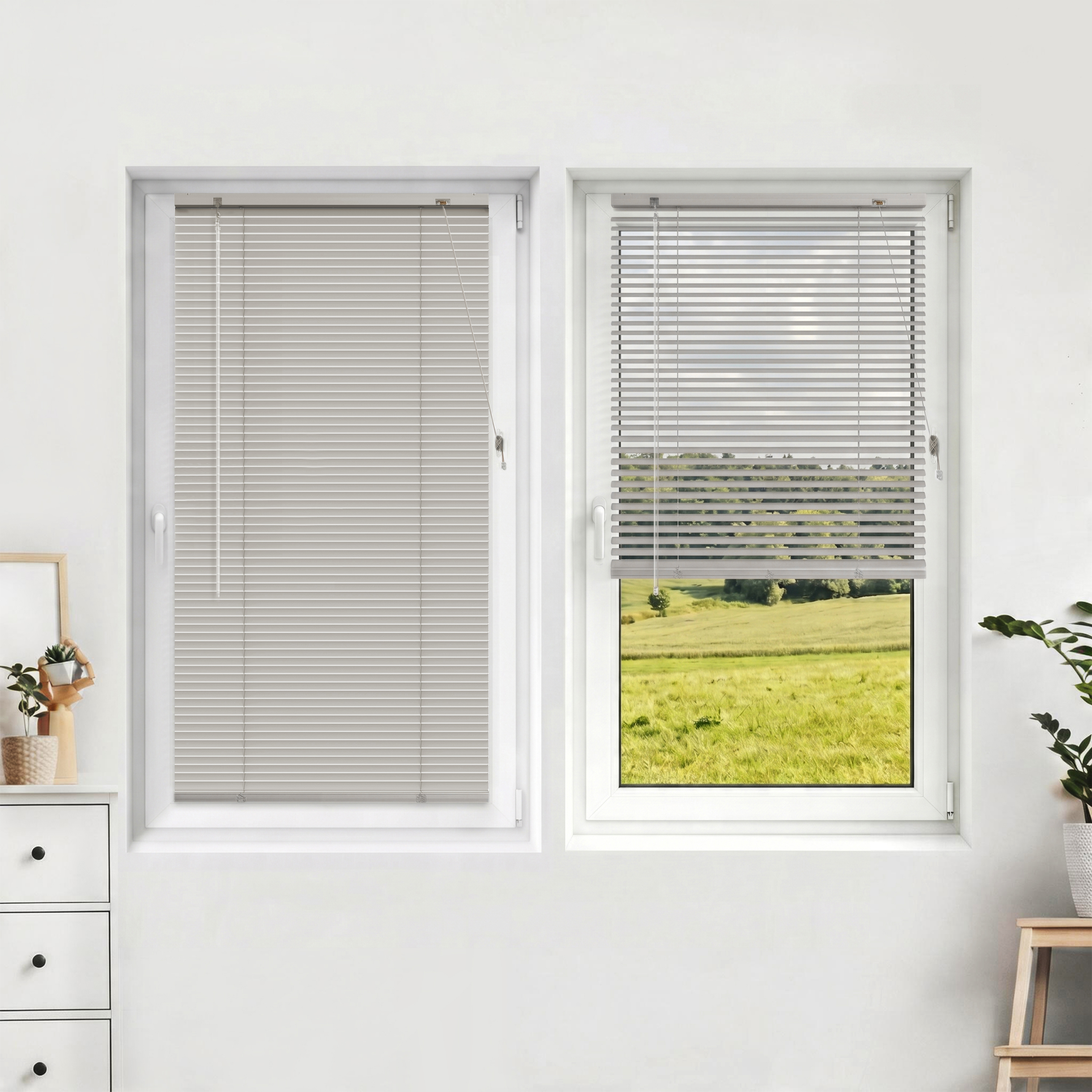 LightLess Prime Aluminium-Jalousie | 25 mm, verdunkelnd, 85 x 130 cm, grau-beige matt