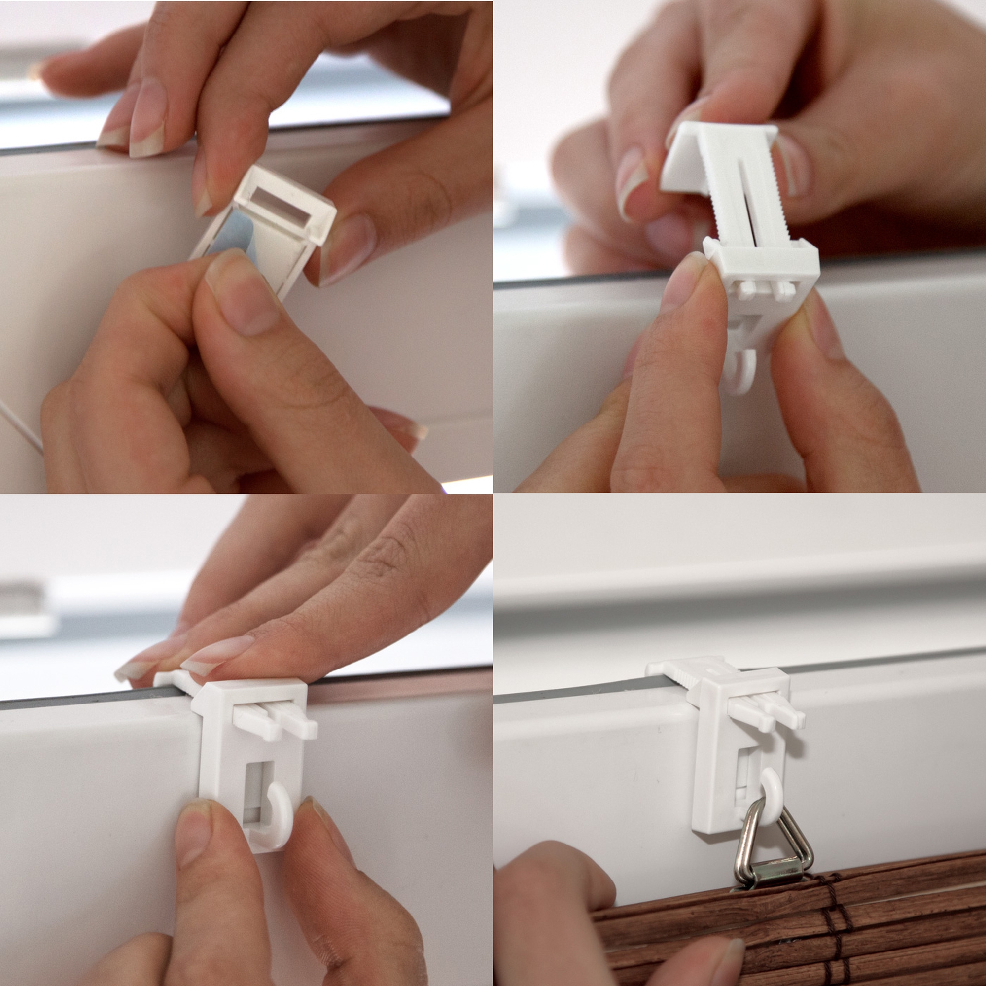 Montage eines Klemmhalters für Bambusrollo an einem Fensterrahmen