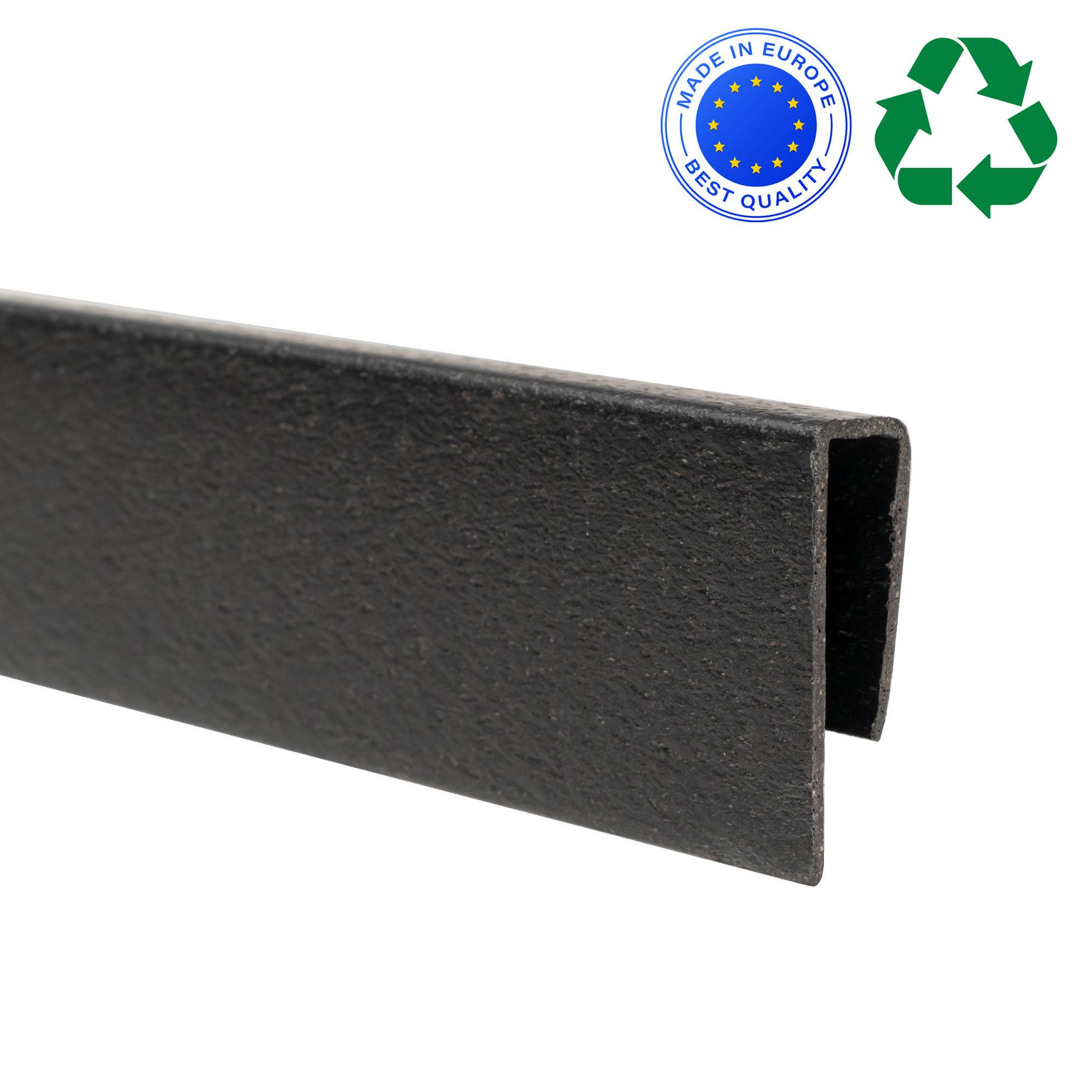 Abdeckprofil für Sichtschutzmatte, rechteckige Form, geeignet zur Befestigung und Abdeckung