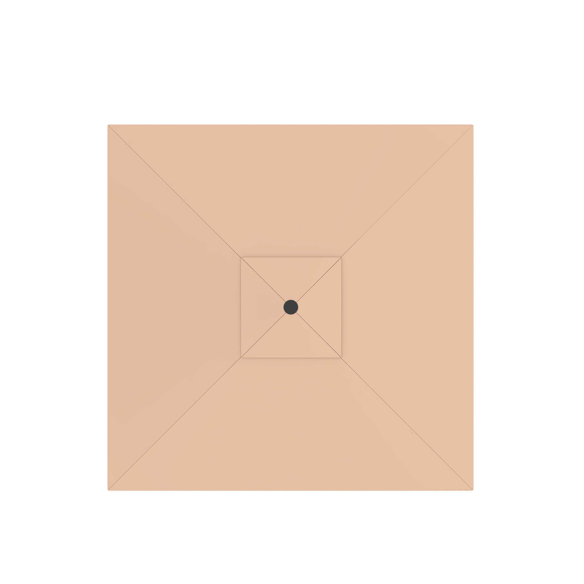 Quadratischer Sonnenschirm von oben, symmetrisches Design mit zentralem Punkt