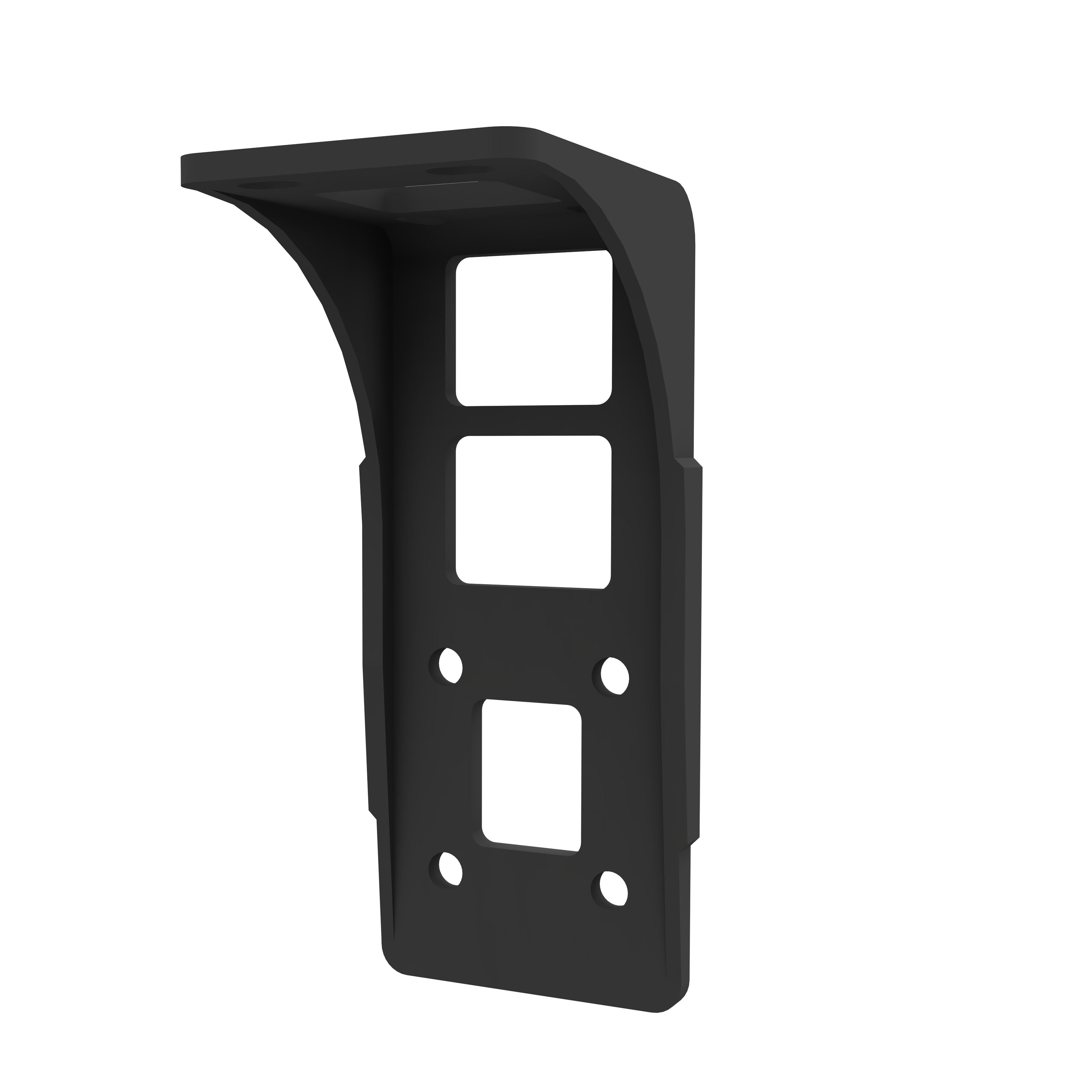 Halterung für Kassettenmarkise Quadris LED mit rechteckigen Aussparungen und Befestigungslöchern