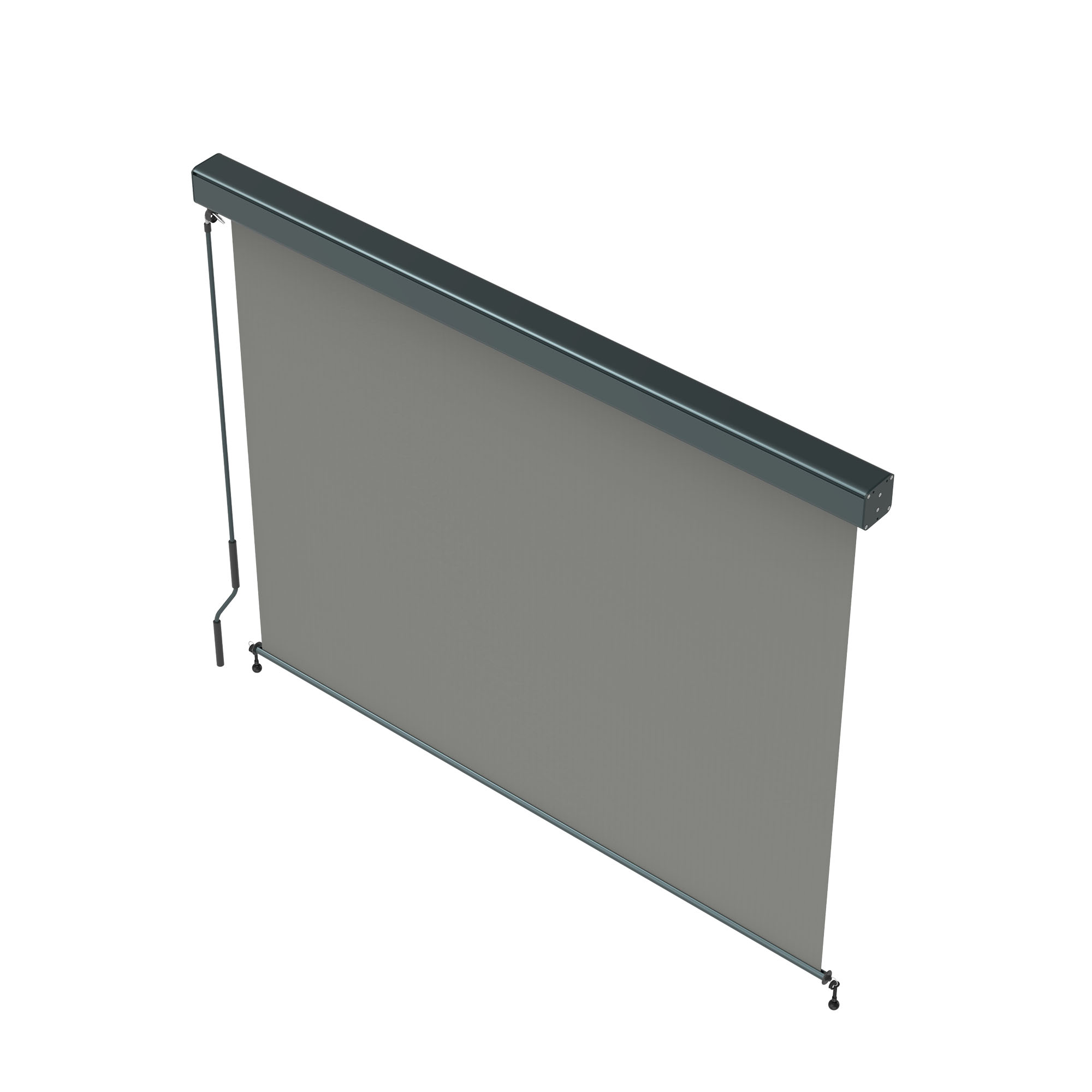 slider_image_00c53486f86a4fa4898032a9f7e8b628 Außenrollo mit Kassette und Kurbel, geeignet als Senkrechtmarkise für Sonnenschutz