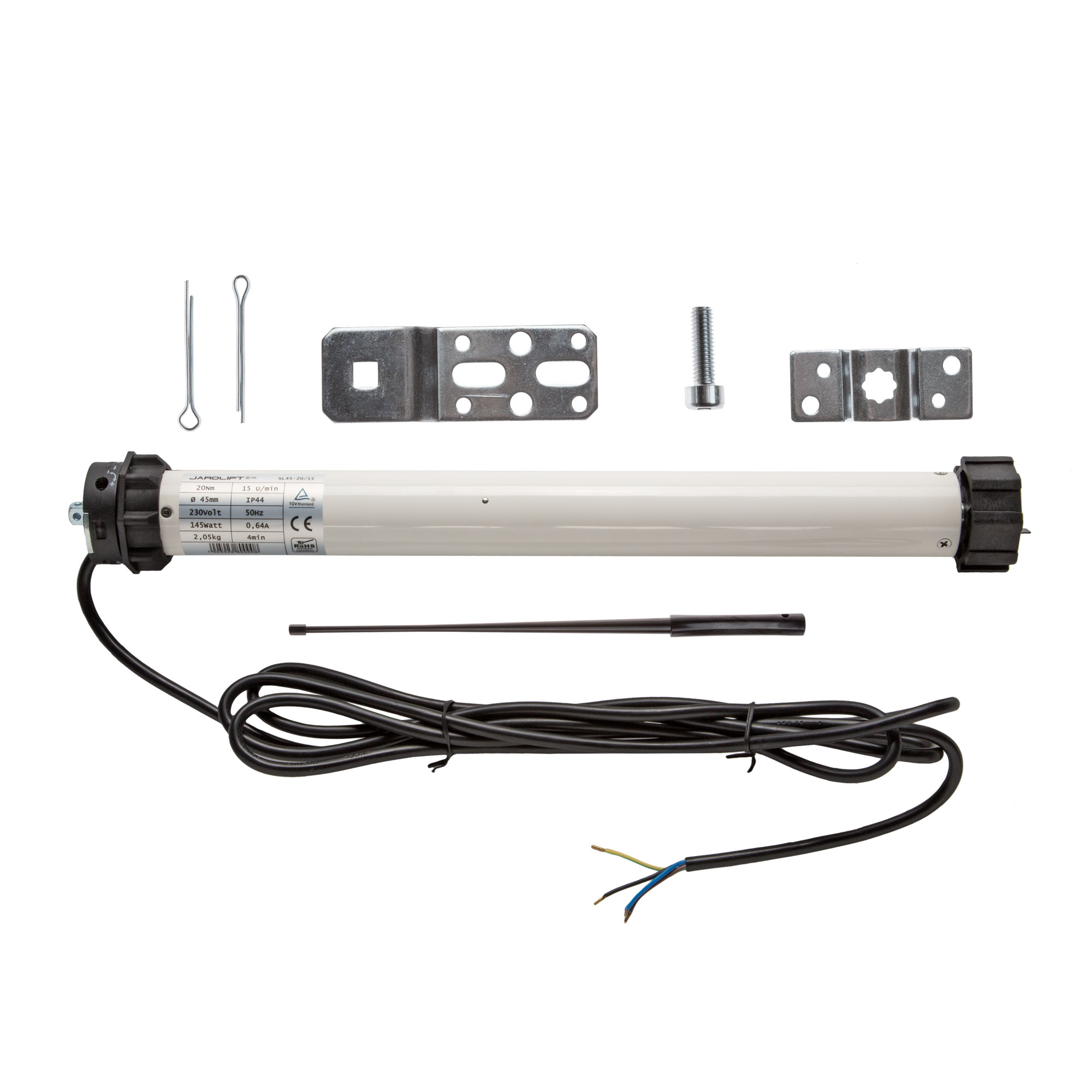 slider_image_0192762a5a6a78d7aef61c90adb15b36 Rollladenmotor mit Zubehörteilen und Kabel für Montage und Anschluss