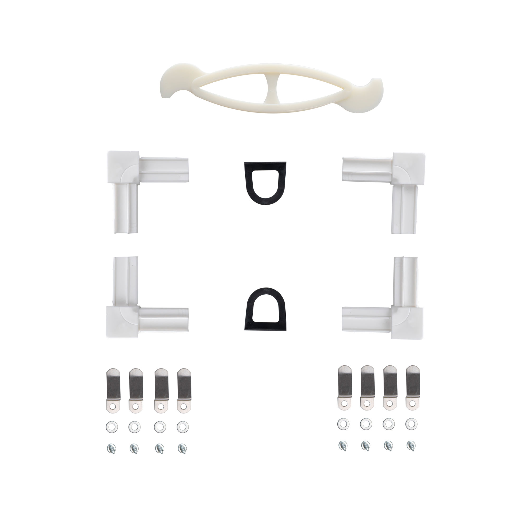 Ersatzteil-Set für Insektenschutz-Spannrahmen mit Ecken, Griffen und Befestigungselementen