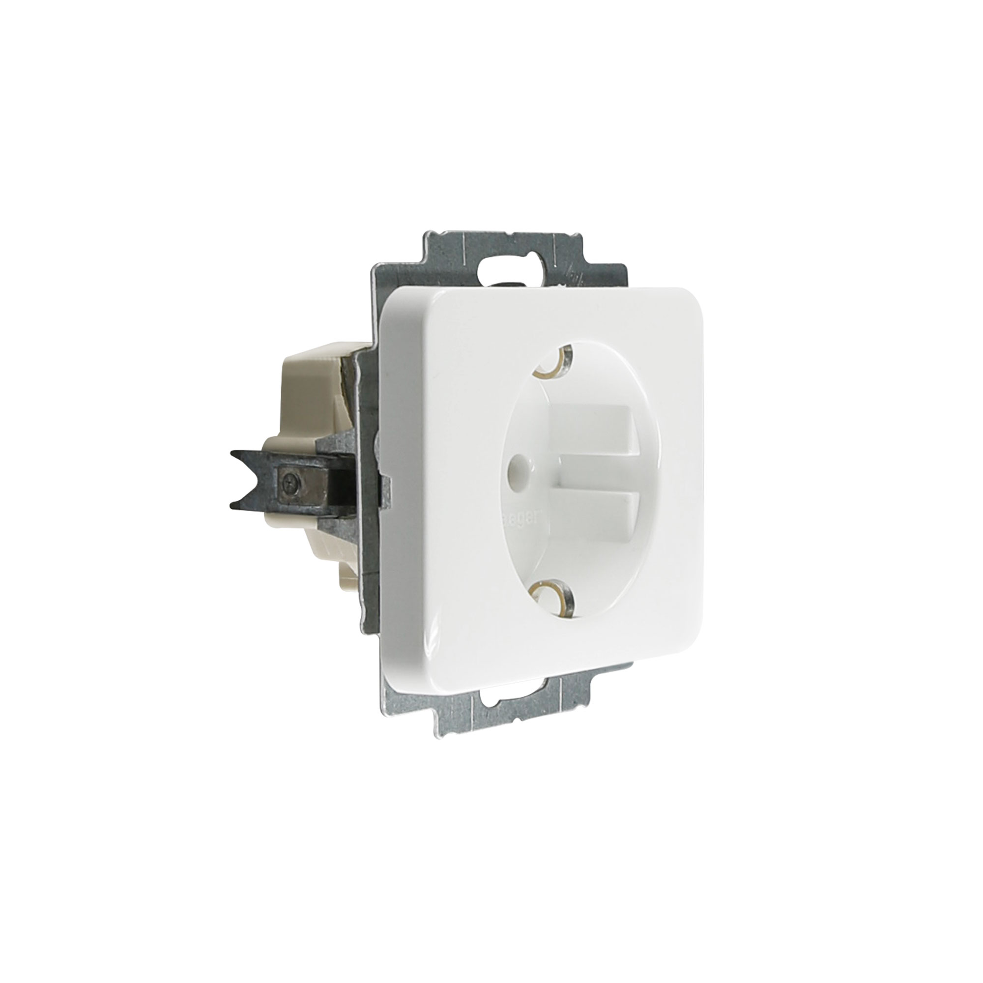 Steckdose mit rechteckigem Rahmen und runder Öffnung, geeignet für Wandmontage