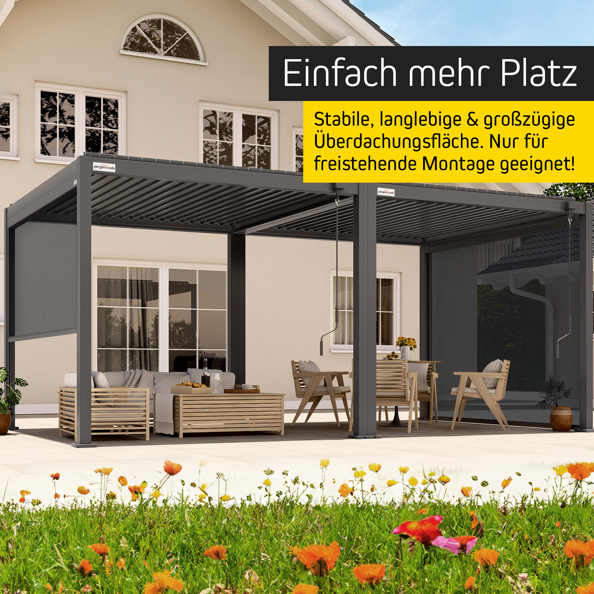 Verbindungsset für Pergola mit Lamellendach, freistehende Montage, stabile Überdachung