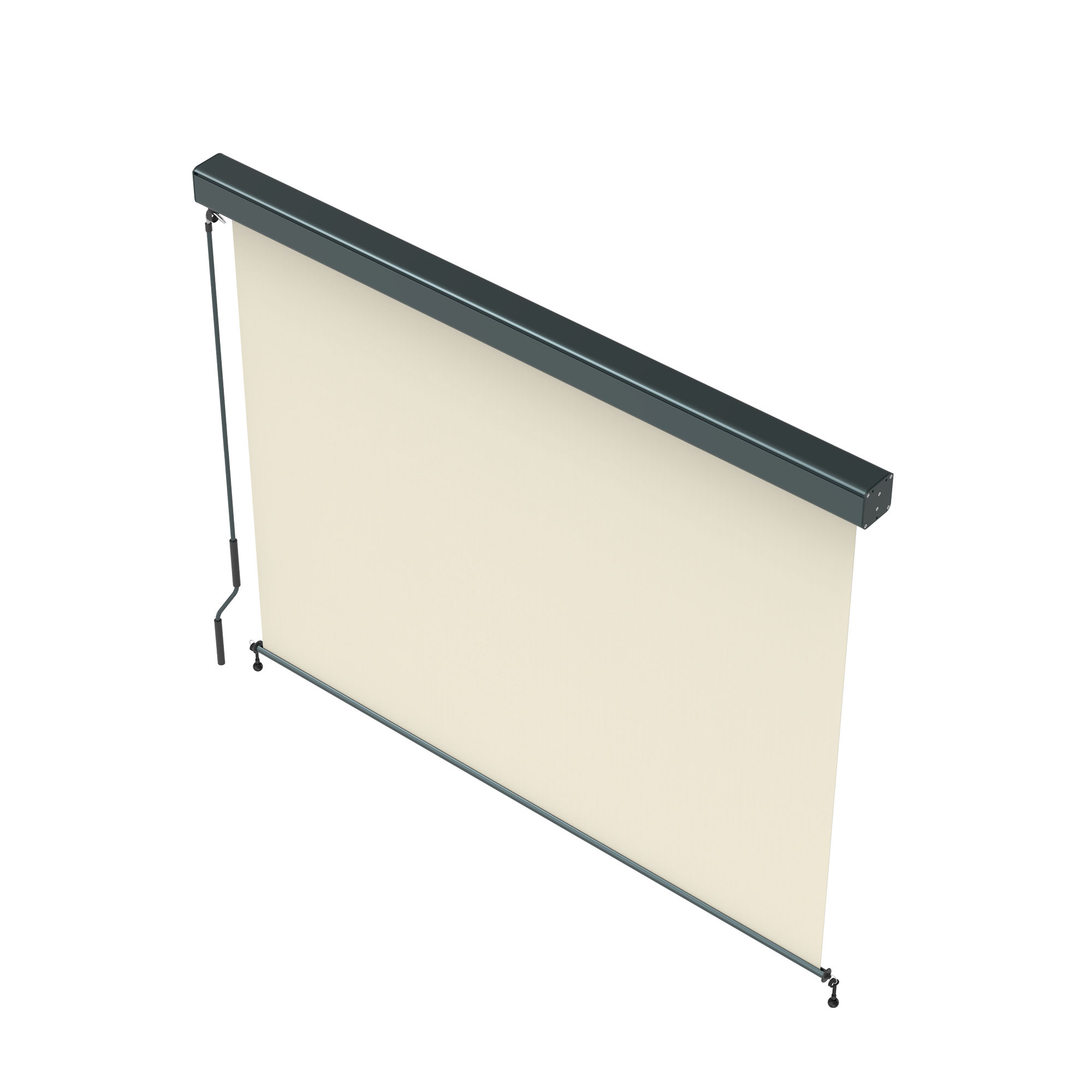 slider_image_a3d15f5c41ac4b6c96f8c69e1cdf795c Außenrollo mit Kassette und Kurbel, geeignet als Senkrechtmarkise für Sonnenschutz