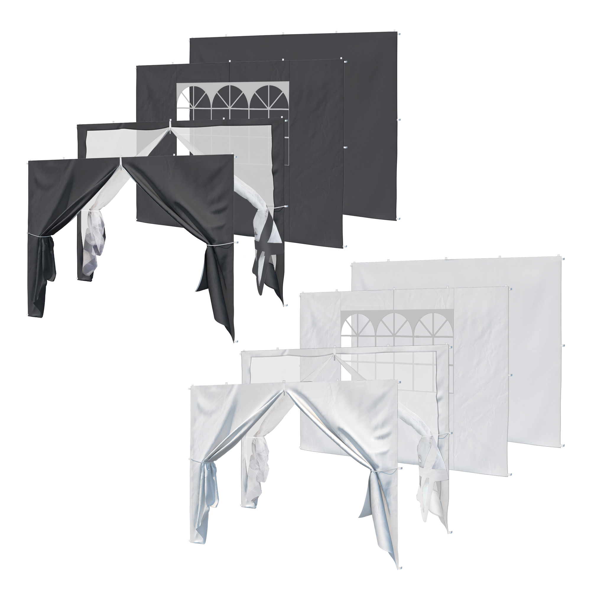 Seitenwand für Steckpavillon SP-3 mit Fenster und Vorhang, modularer Aufbau
