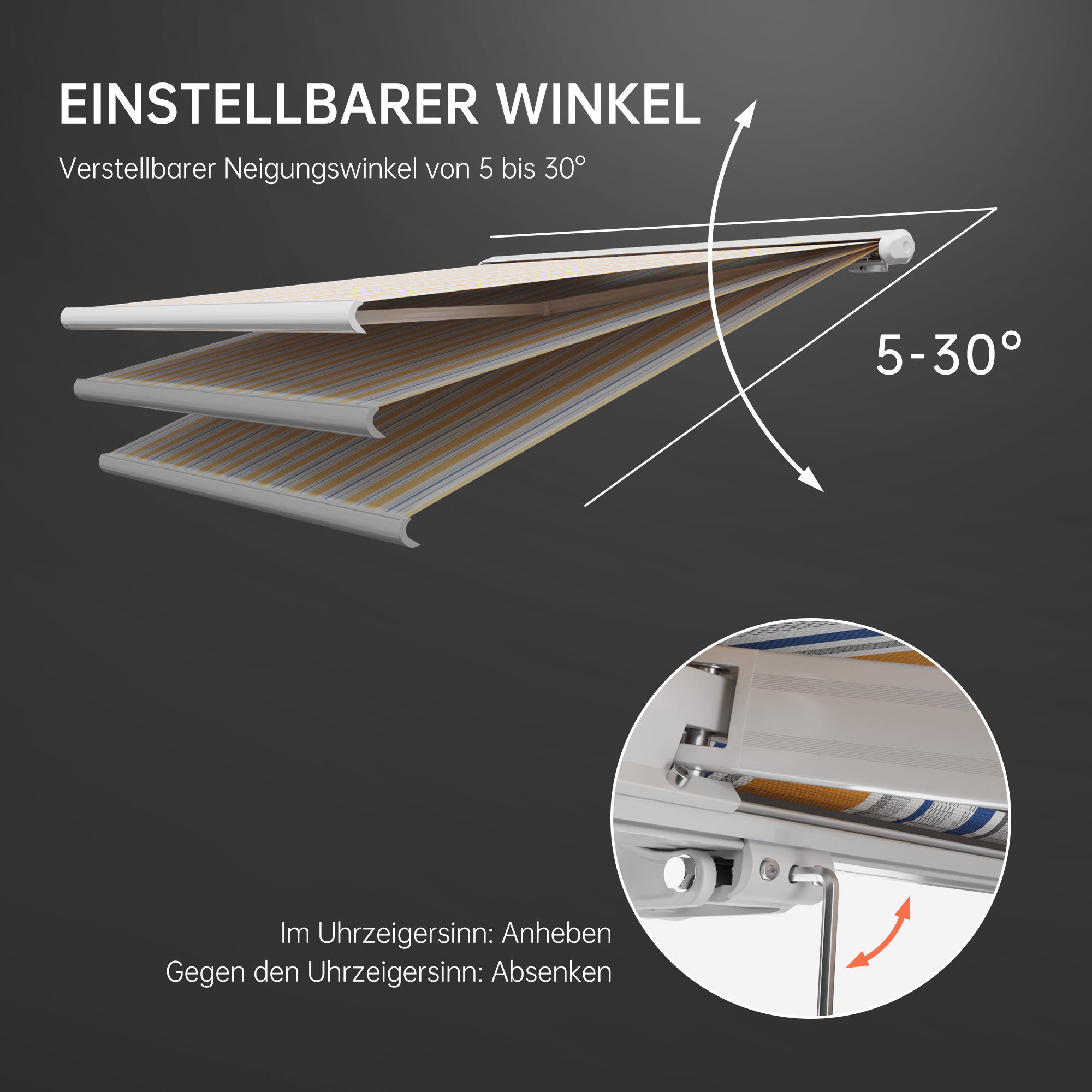 slider_image_019290696fe778788659a944be7c322f Kassettenmarkise mit verstellbarem Neigungswinkel von 5 bis 30 Grad