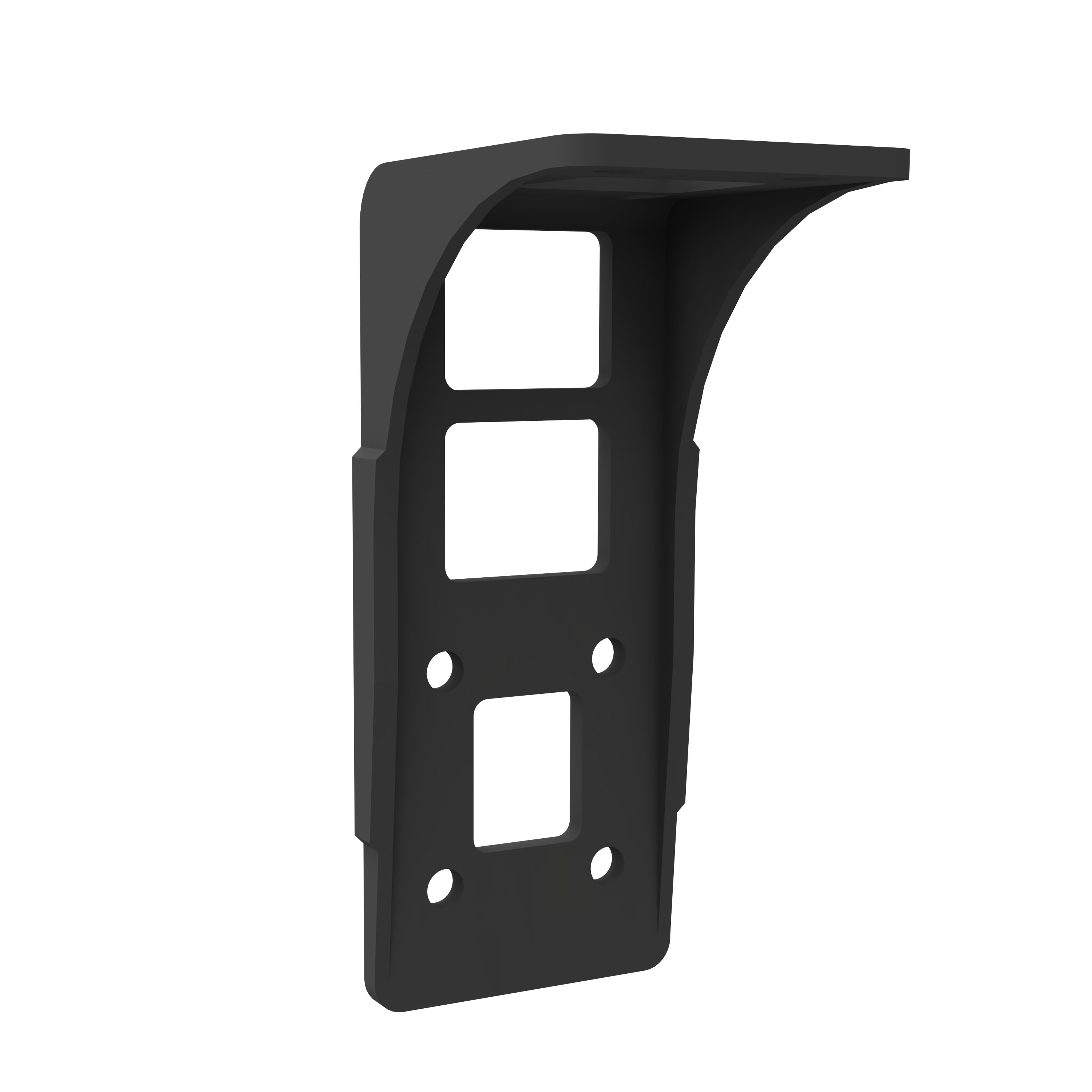 Halterung für Kassettenmarkise Quadris LED mit rechteckigen Aussparungen und Befestigungslöchern