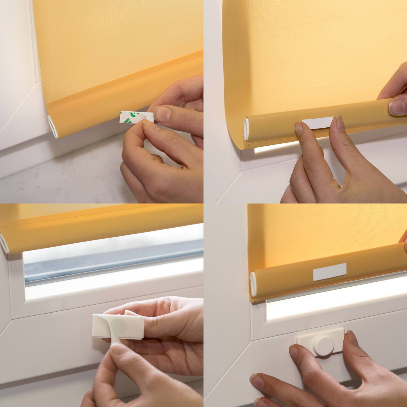 Montage eines Magnethalters für Rollo-Unterleiste an einem Fensterrahmen