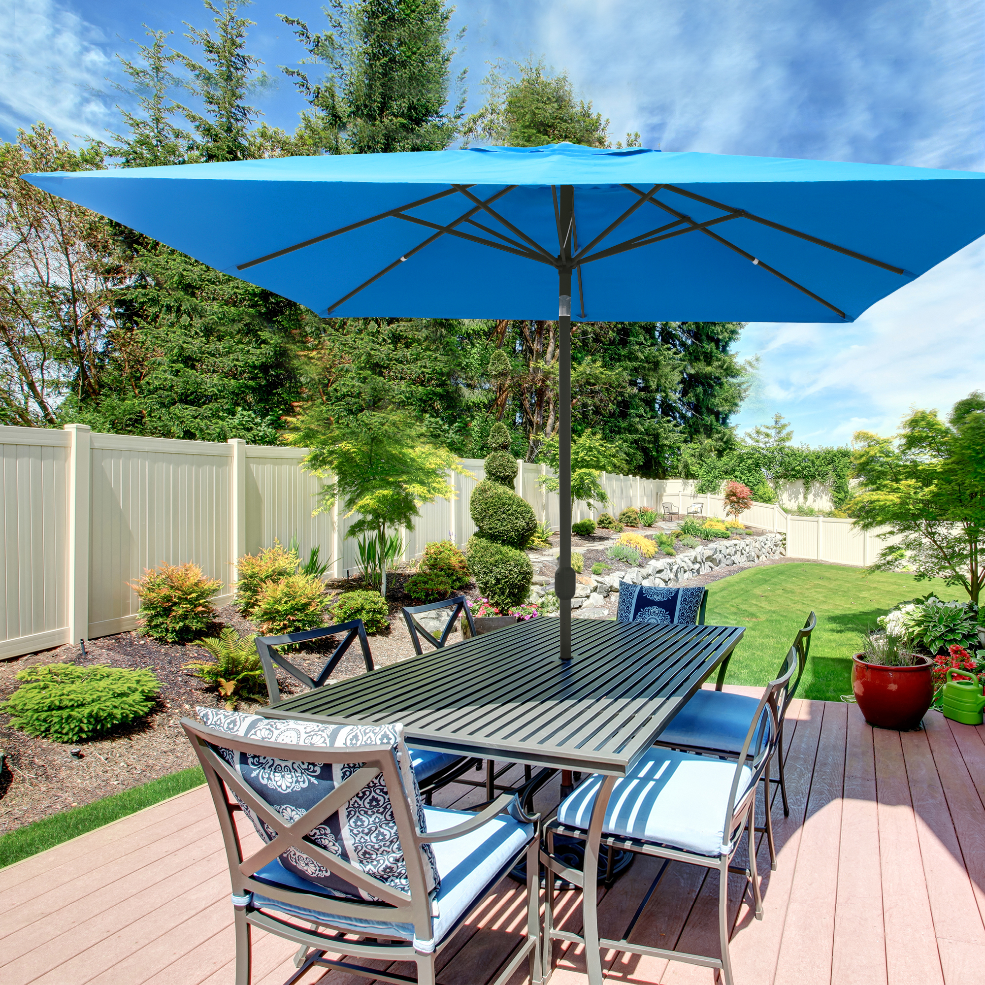 interpara Sonnenschirme Quadratisch | 3 x 3 m, blau / Gestell, anthrazit