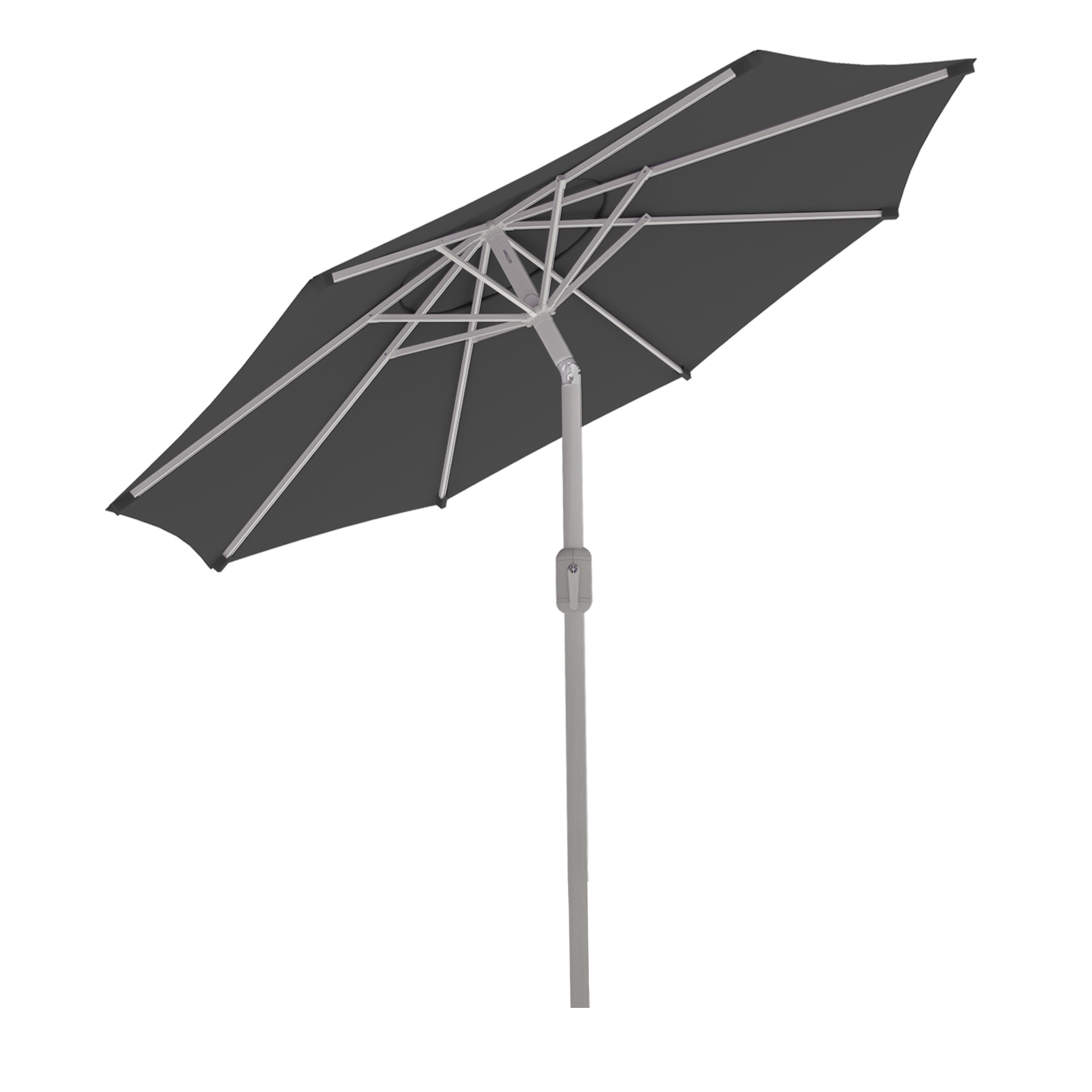 Sonnenschirm mit rundem Schirm und zentralem Ständer für Schatten im Außenbereich