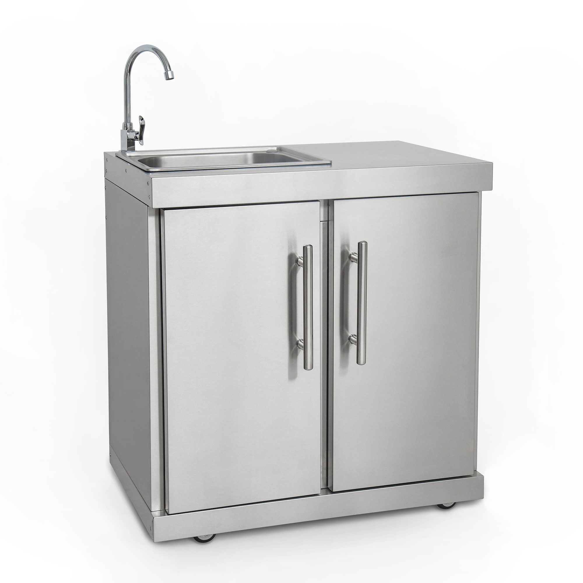 Edelstahl-Erweiterungsmodul mit Spülbecken & 2 Türen