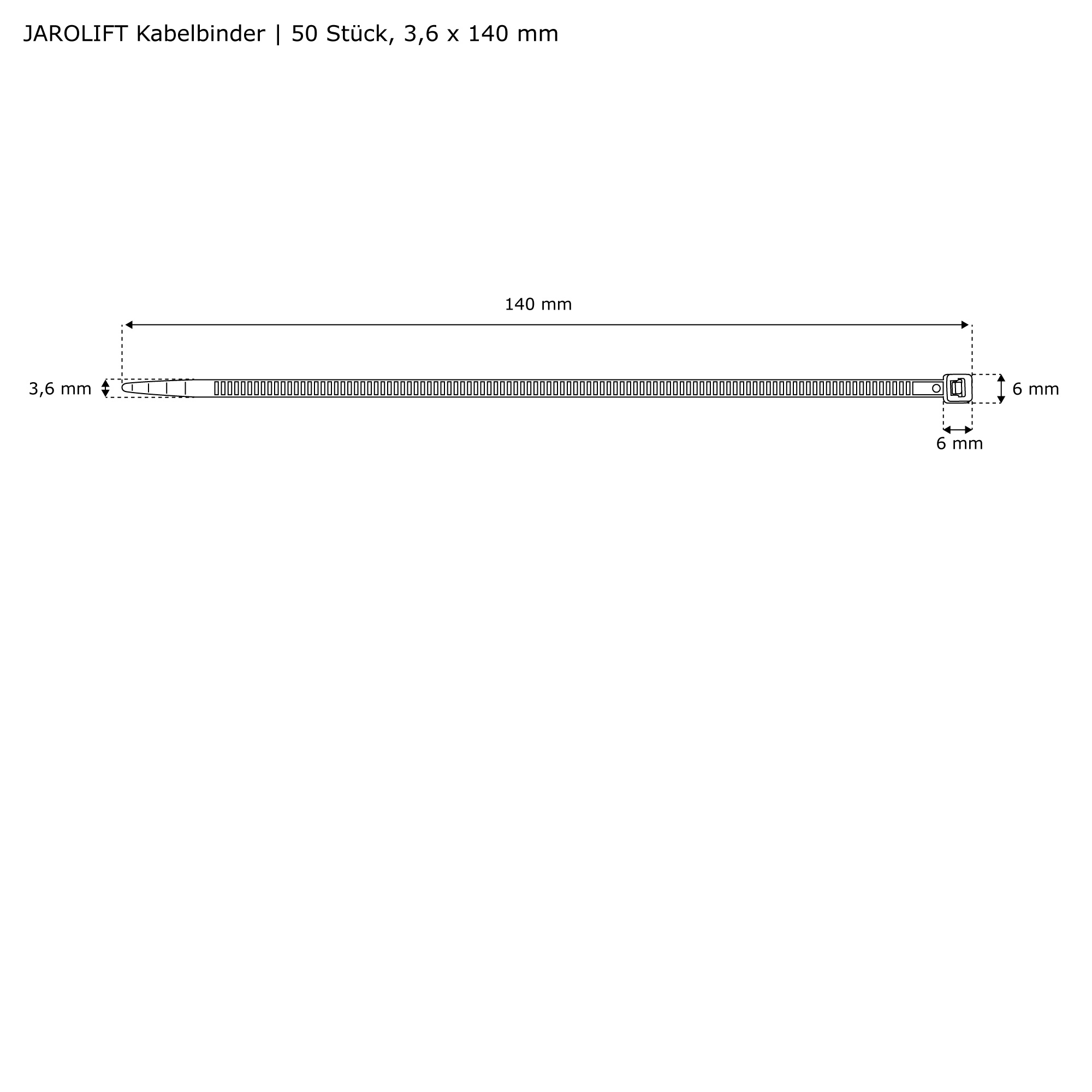 slider_image_48a26d466b454b4785b4e25fd343d87c Diagramm eines Kabelbinders mit Abmessungen und Verriegelungsmechanismus
