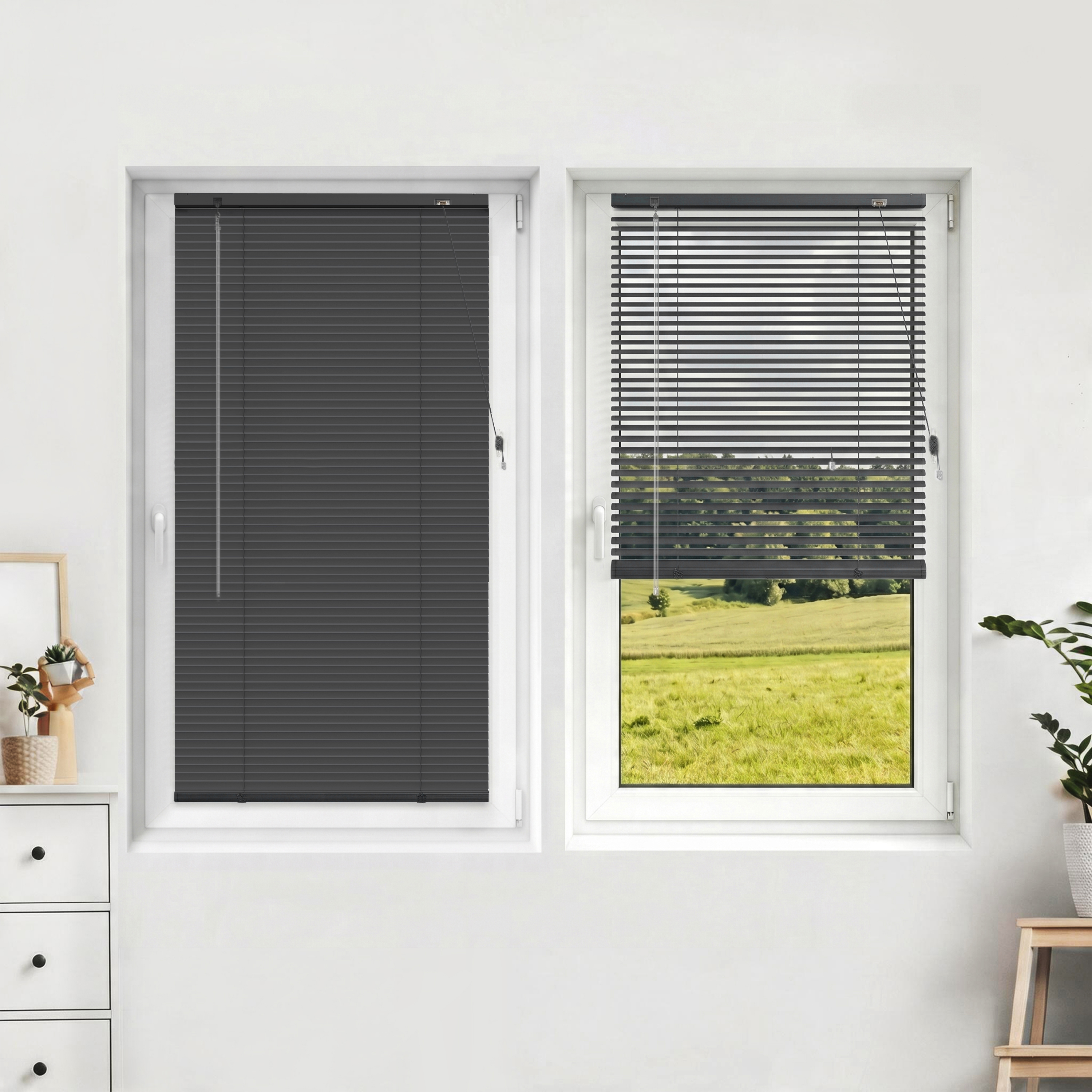 LightLess Prime Aluminium-Jalousie | 25 mm, verdunkelnd, 75 x 130 cm, schwarz matt