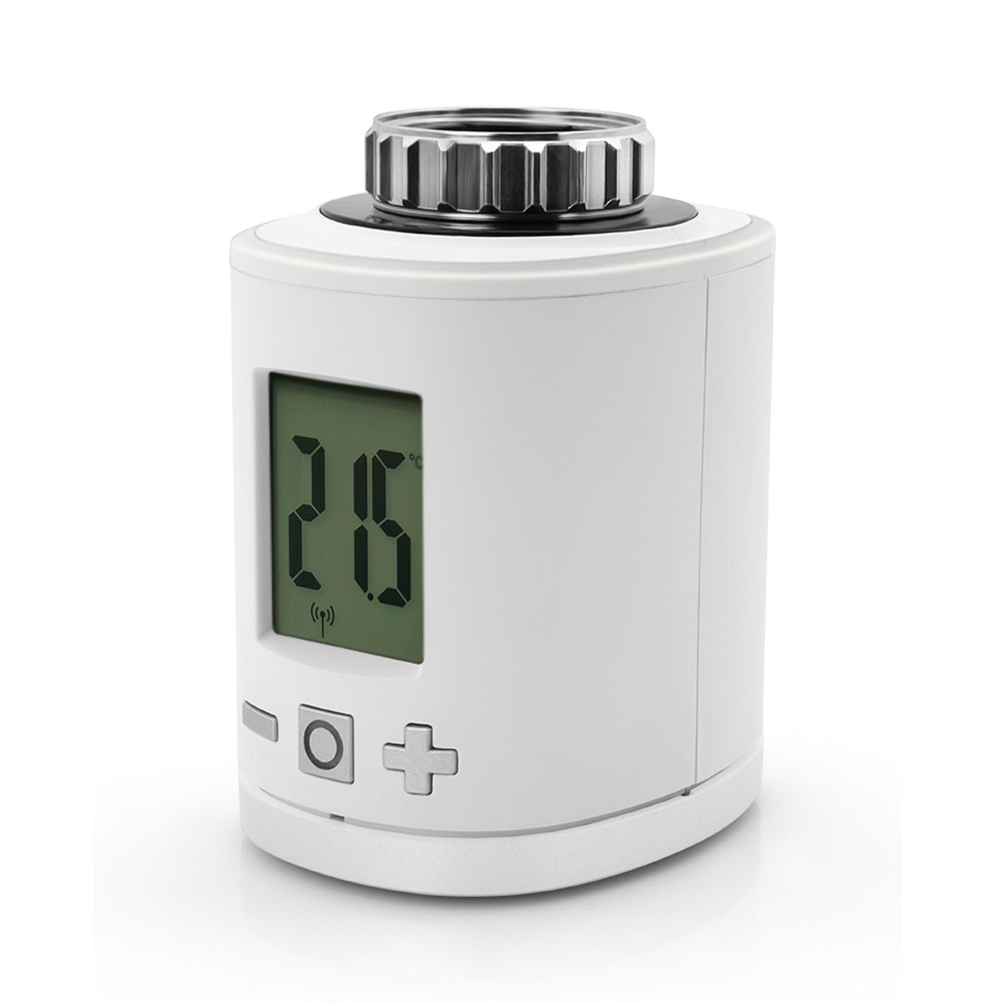 Smartes Heizkörper-Thermostat mit Display und Bedientasten zur Temperaturregelung