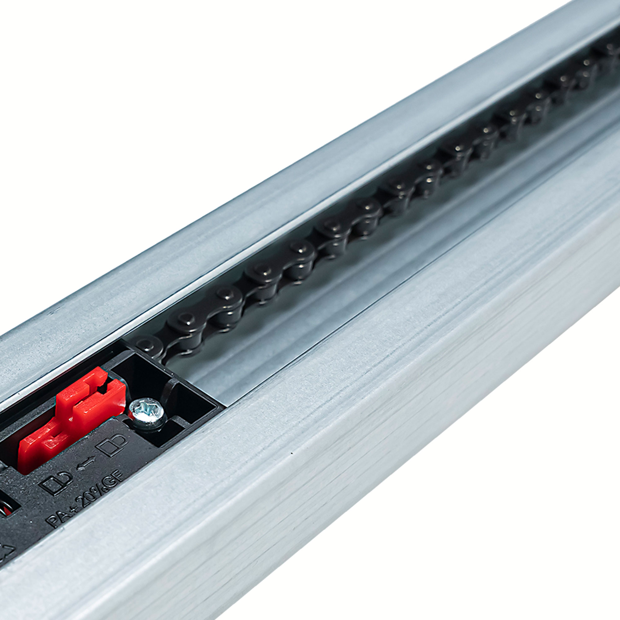 slider_image_0192bda6b8b27249be28367121b112b0 Garagentorantrieb mit Kettenmechanismus und elektronischen Komponenten in Metallgehäuse