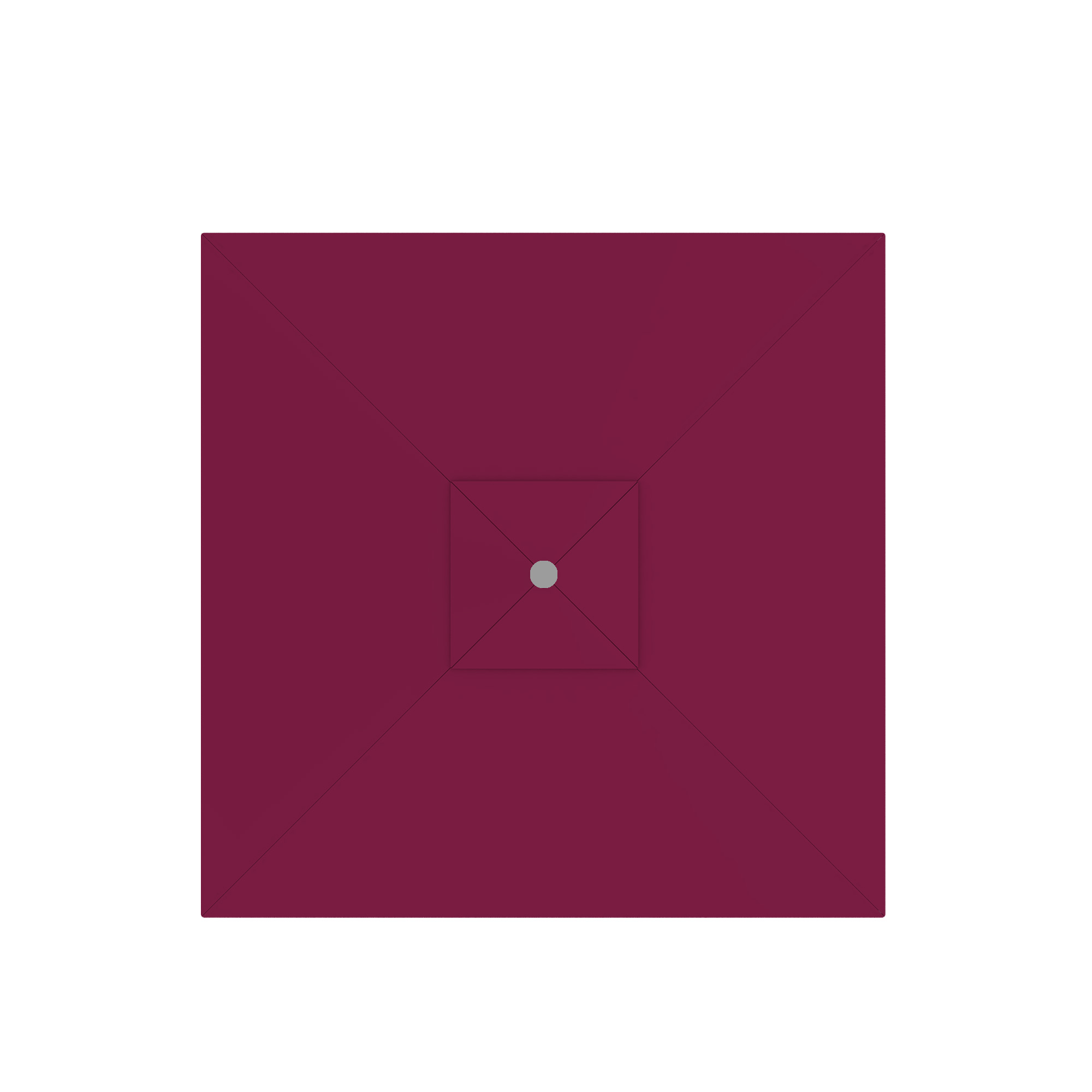 Quadratischer Sonnenschirm von oben, symmetrisches Design mit zentralem Punkt