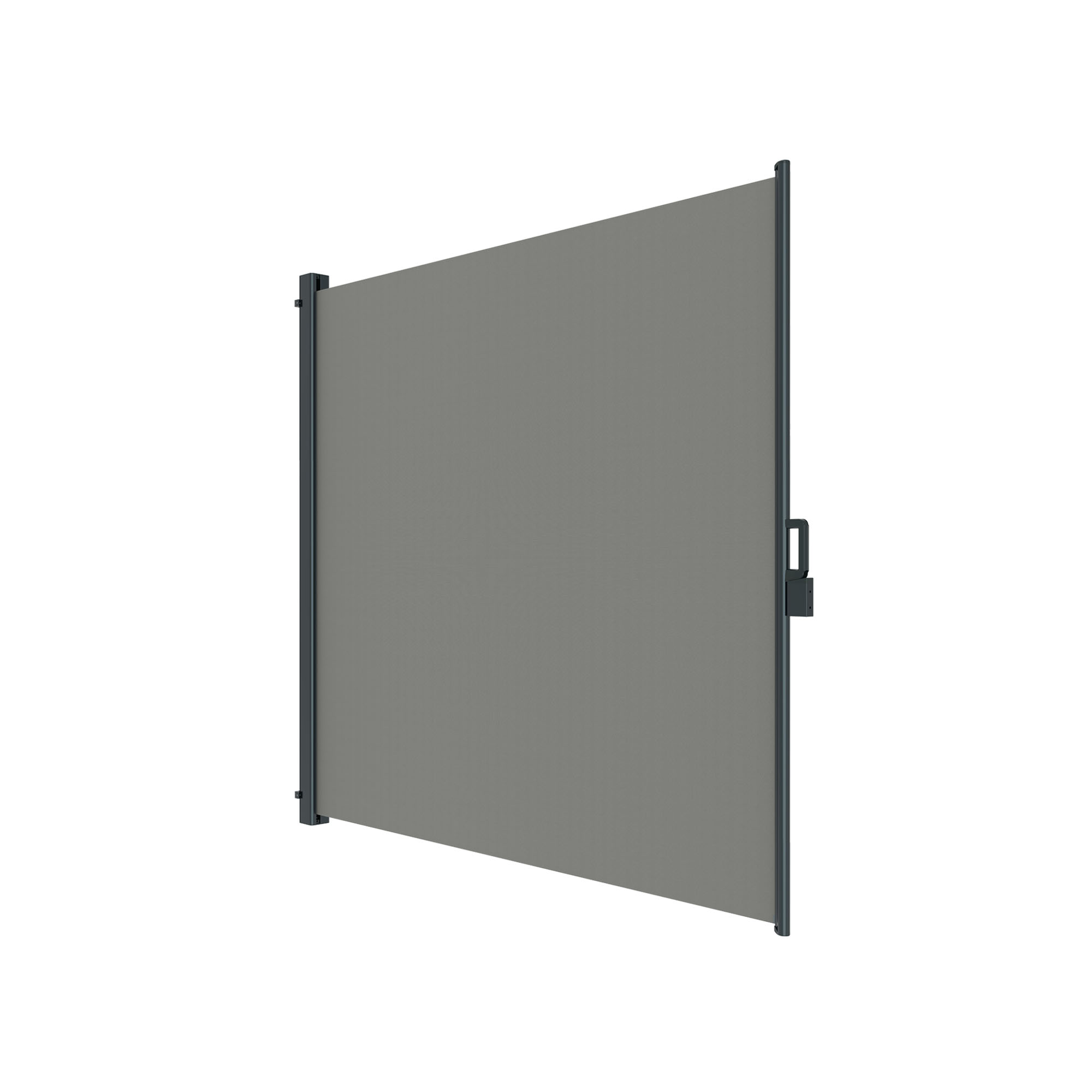 Seitenzugmarkise mit Halterung und ausziehbarem Sichtschutzpanel