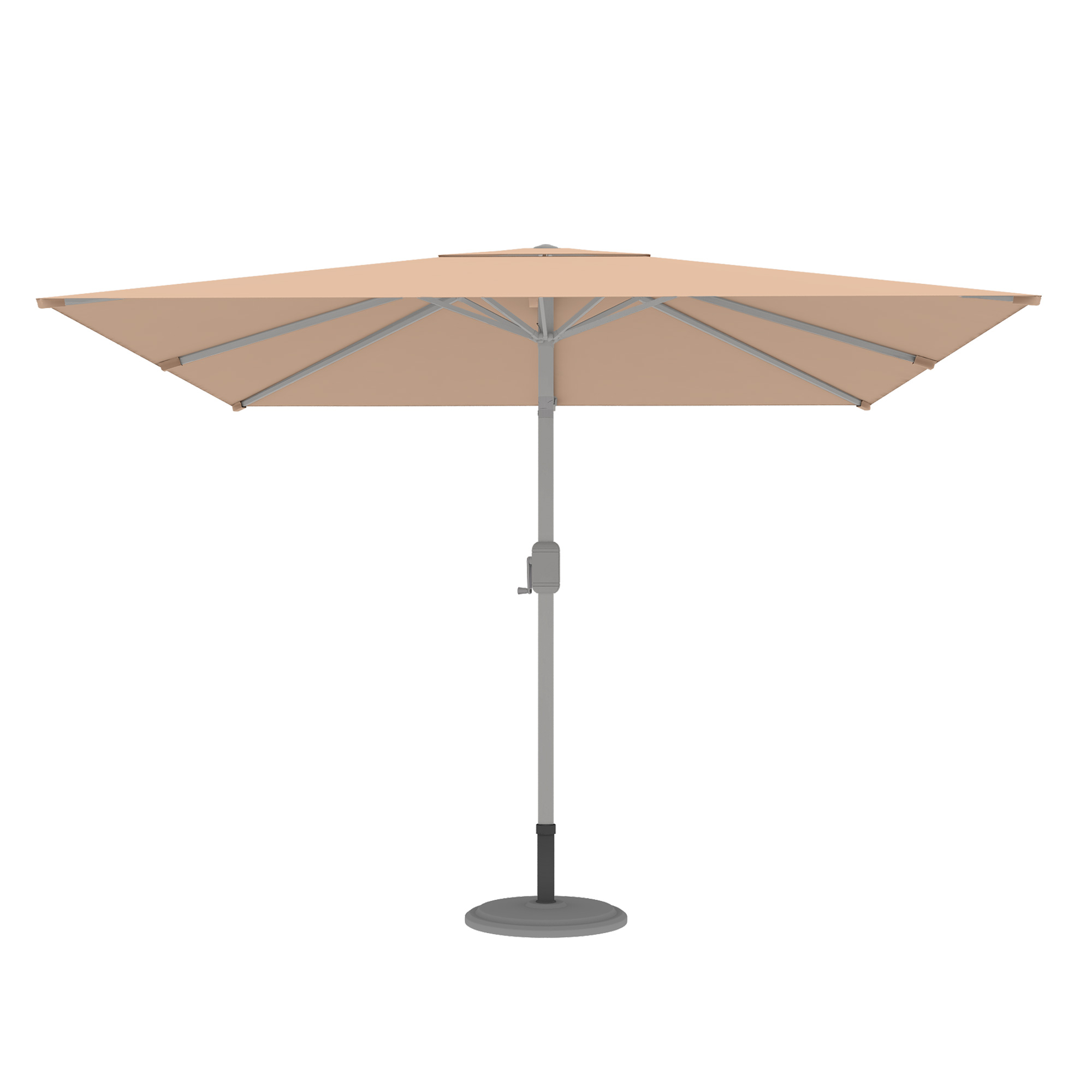 slider_image_a4553741f580420a8a0bc87f5b92d969 Moderner Sonnenschirm mit zentralem Mast und Kurbelmechanismus