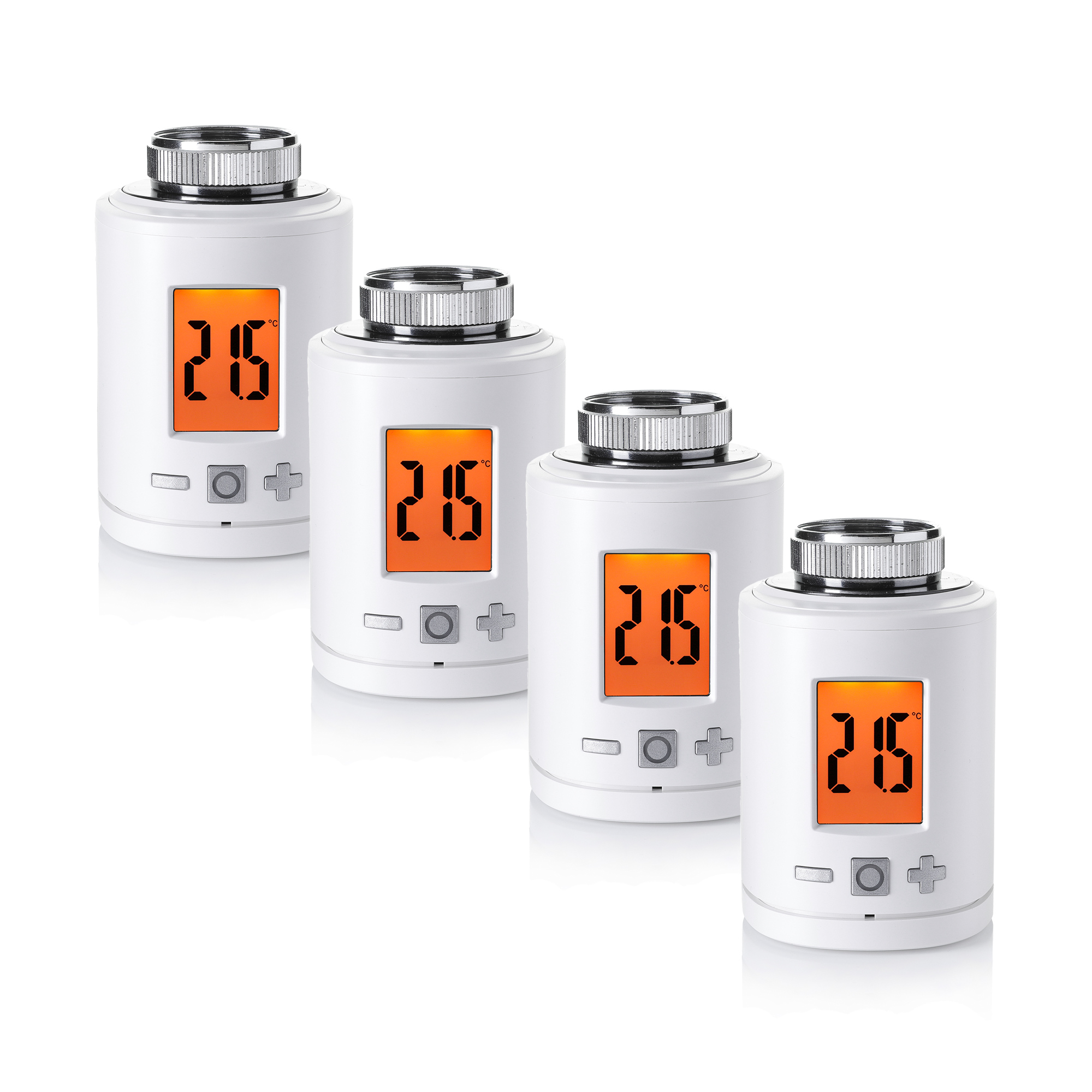 Smartes Heizkörper-Thermostat mit digitalem Display und Bedienelementen